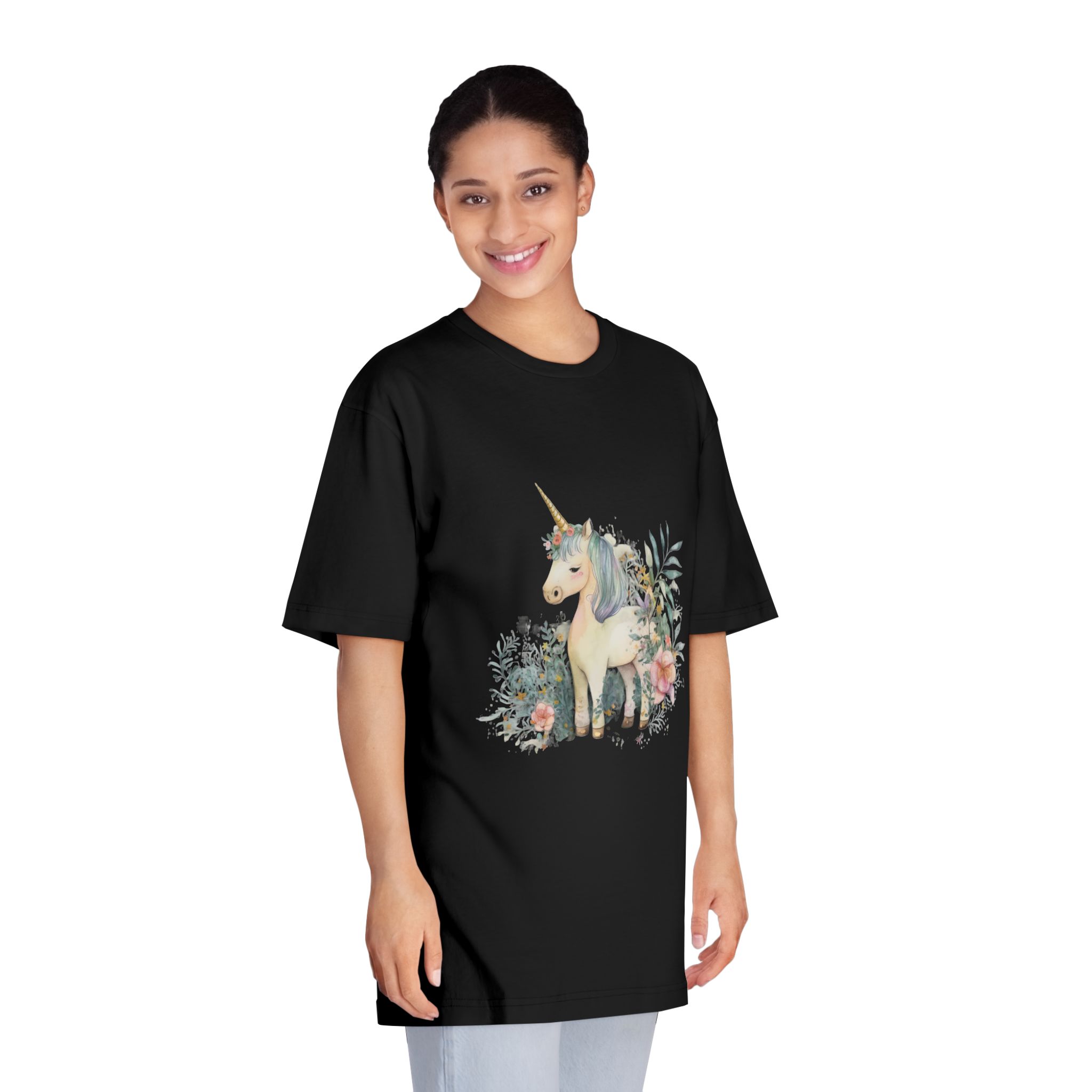 Watercolor Forest Cartoon Isolated Cute Baby Unicorn Animal Illustration Ai Generative Copy Unisex Classic Crewneck T Shirt - Image 7