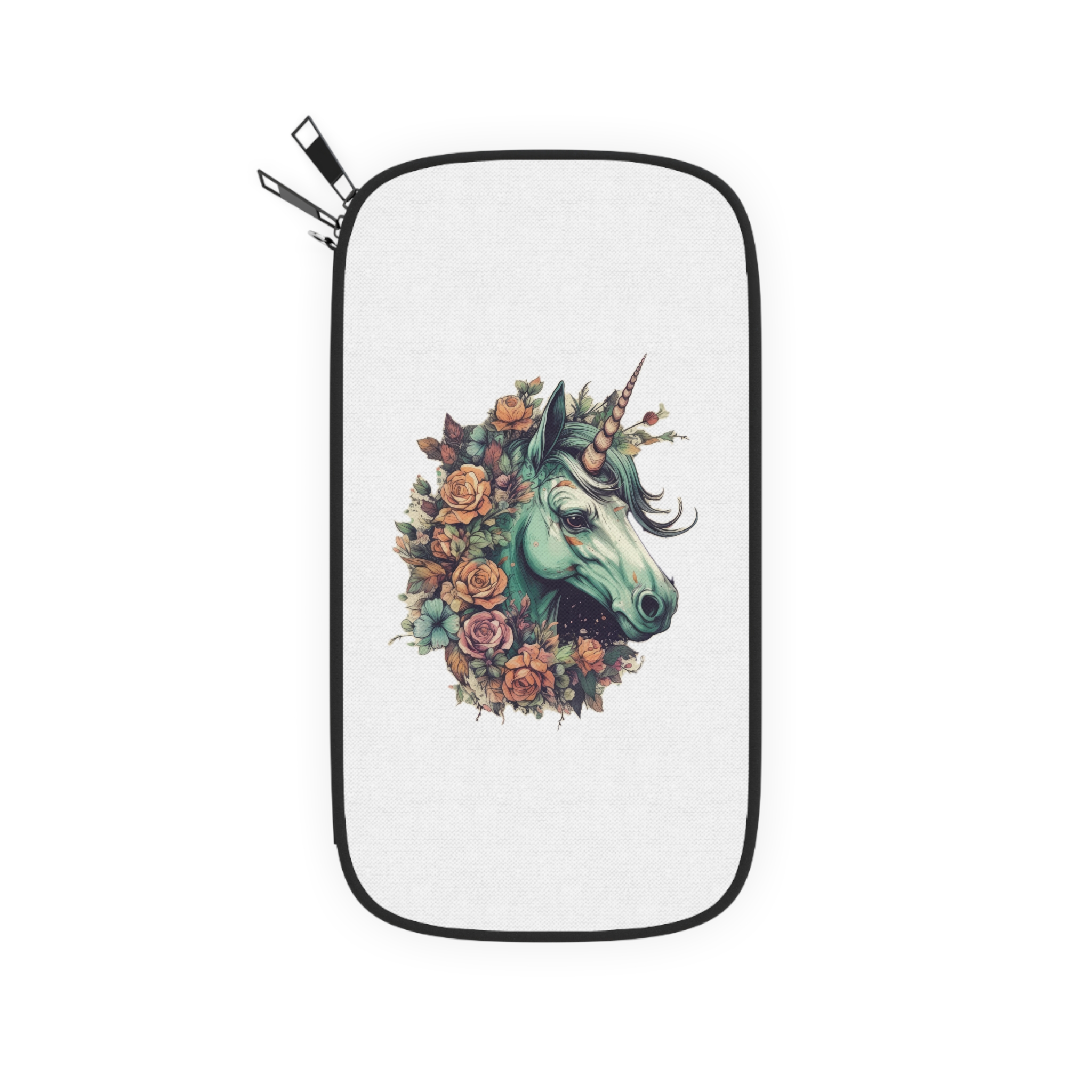 Detailed Illustration Print Vintage Unicorn Passport Wallet - Image 2