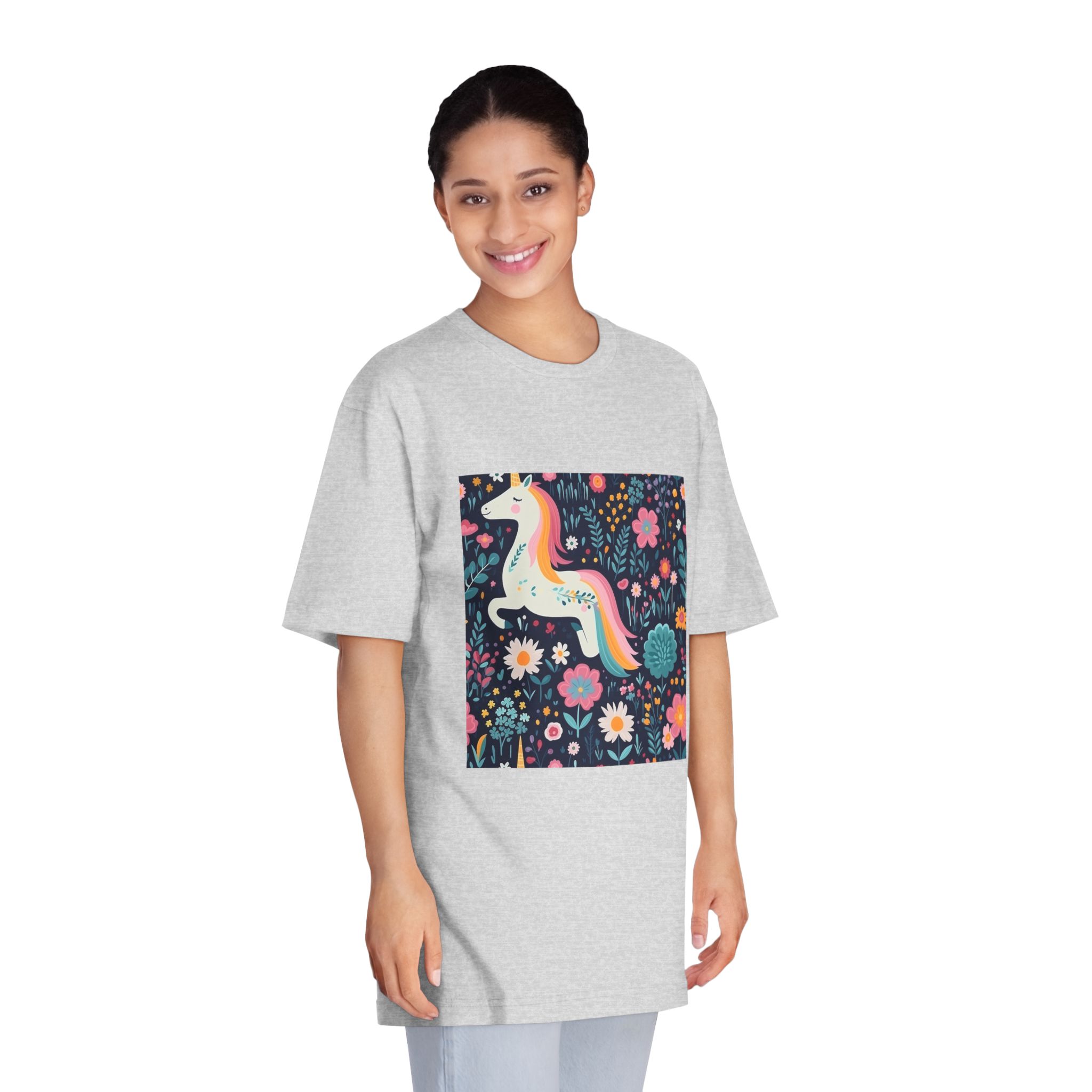 Childish Seamless Pattern Background With Colorful Unicorns (1) Unisex Classic Crewneck T Shirt - Image 15