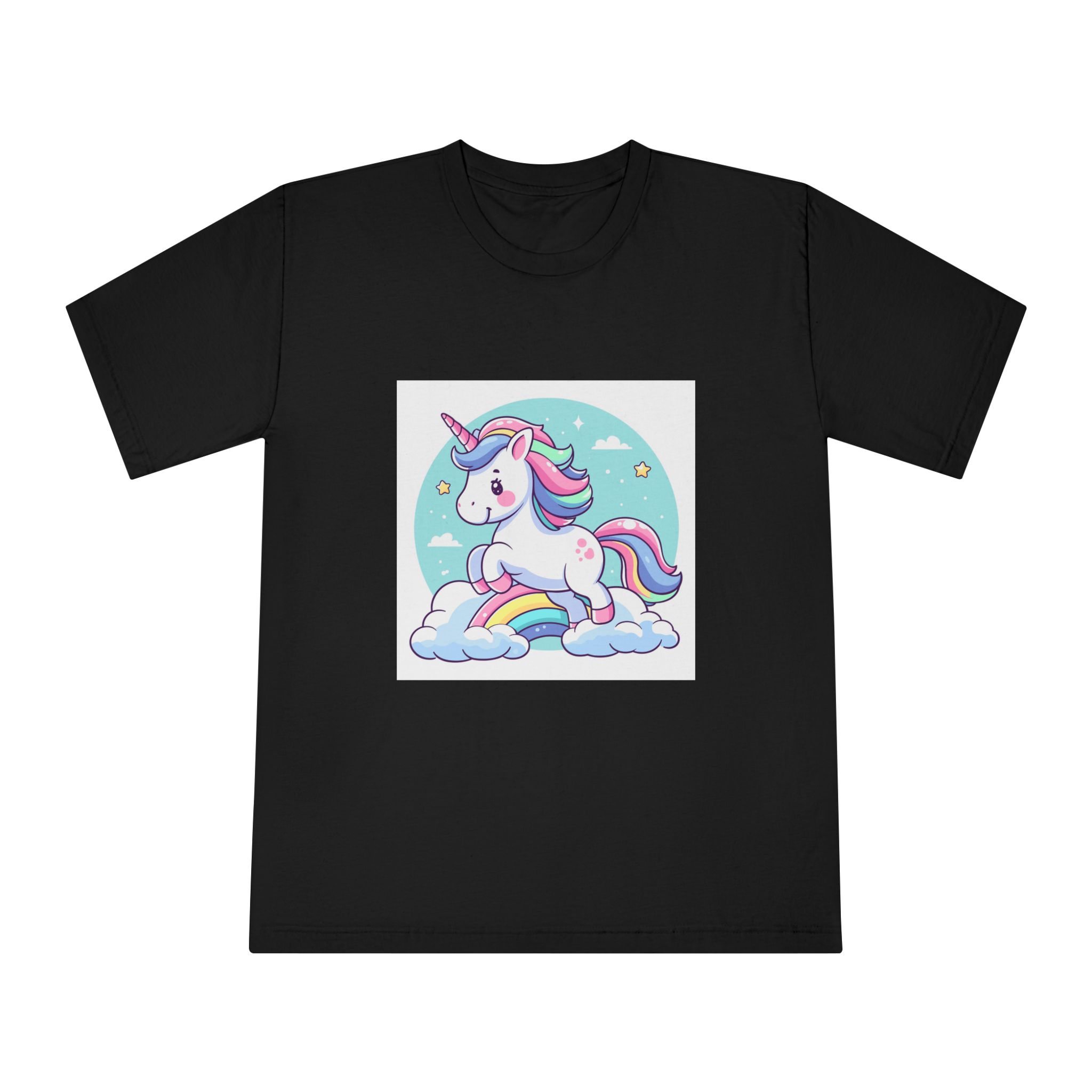Cartoon Unicorn With Rainbow Its Tail Unisex Classic Crewneck T Shirt - Image 5