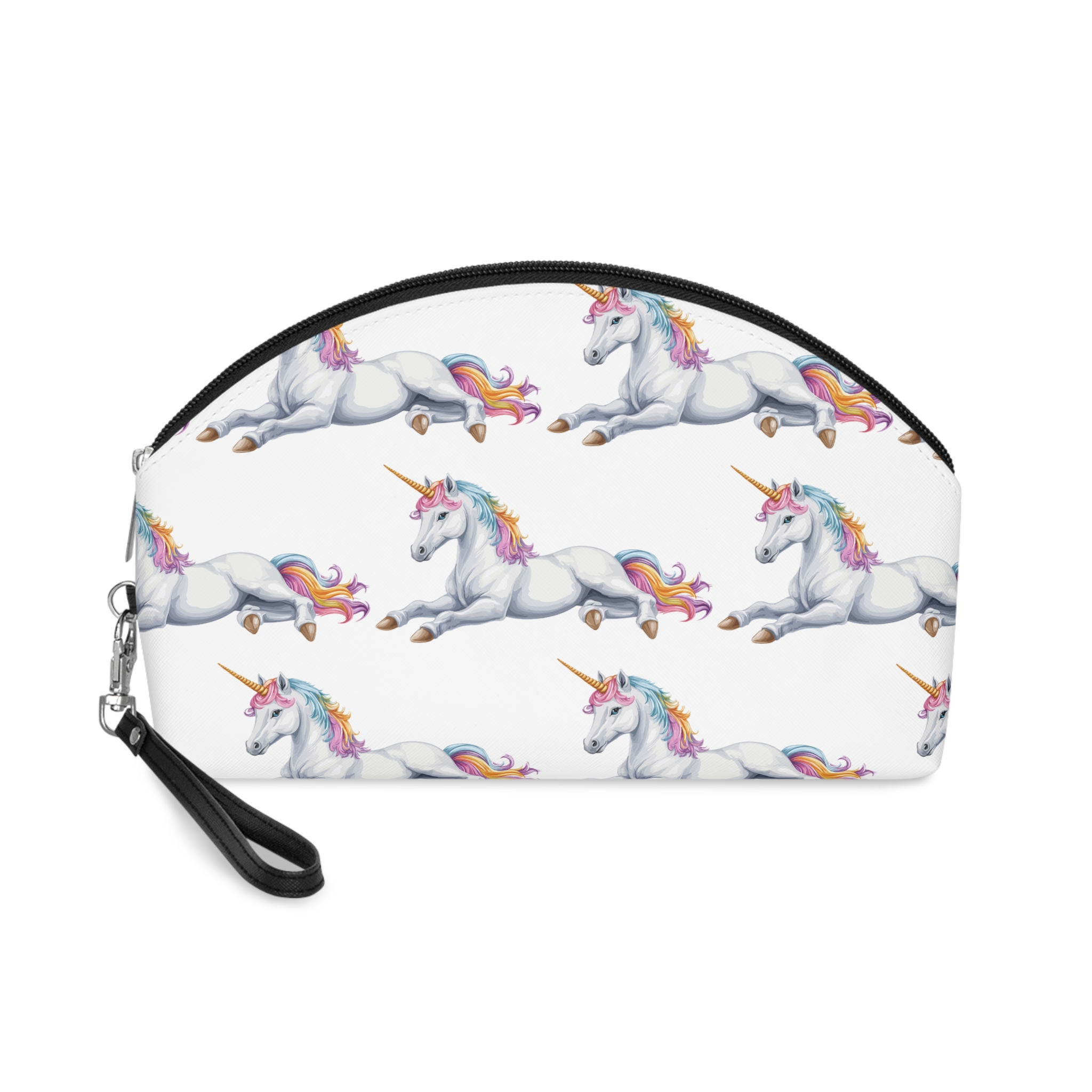 Colorful Unicorn With Unique Hairstyle Horn Sitting Vector Illustration Makeup Bag