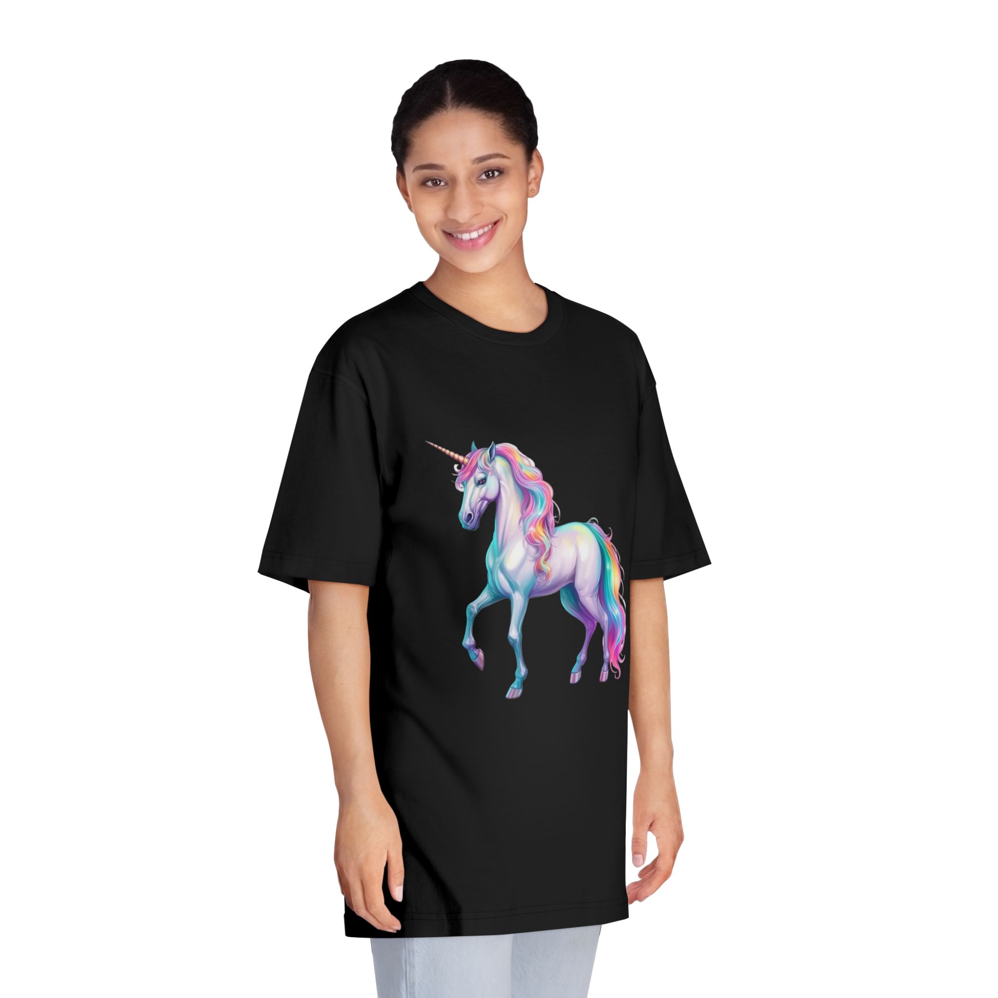 White Unicorn With Rainbow Mane Long Mane Generative Ai Fotor Bg Remover 20231203171019 Unisex Classic Crewneck T Shirt - Image 7