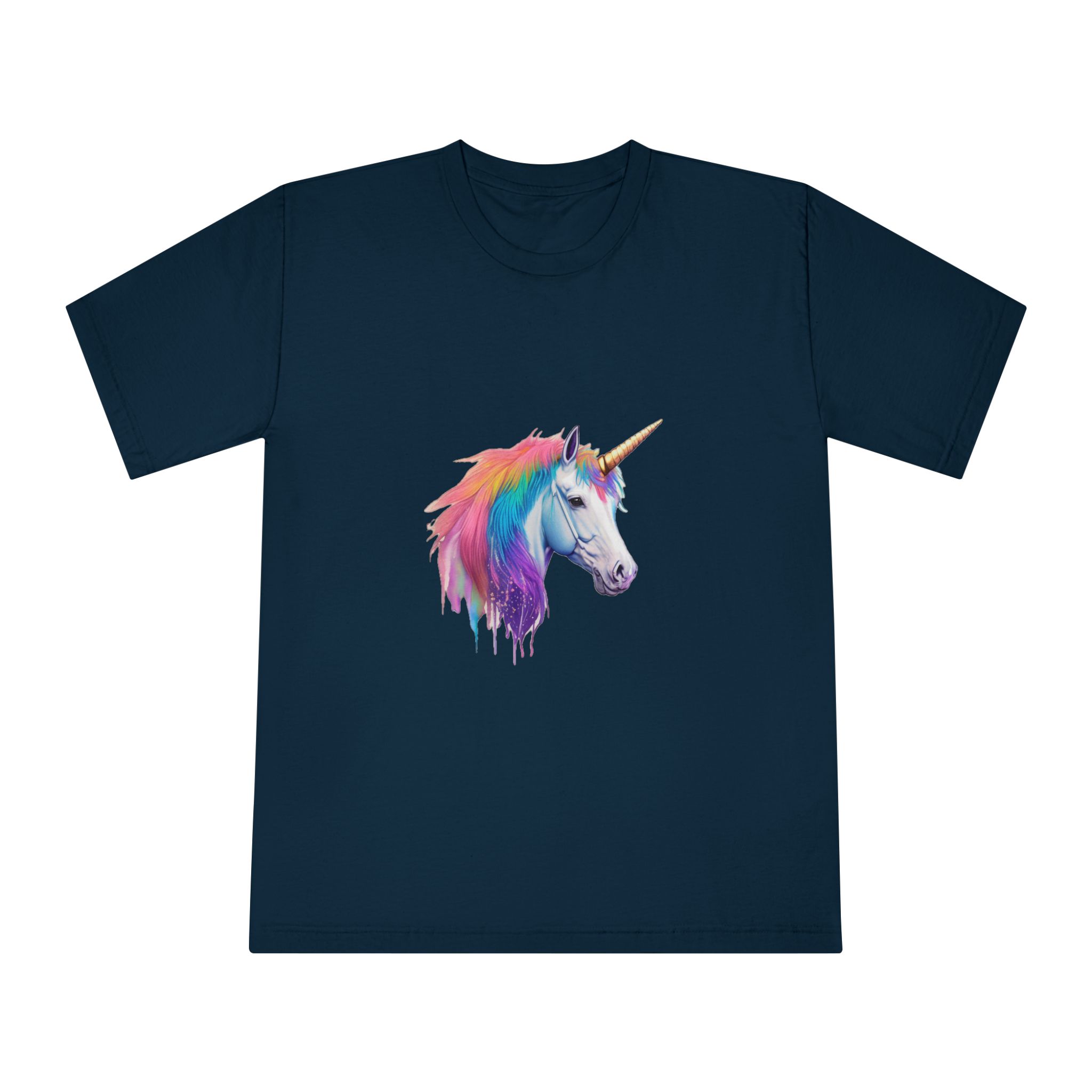 Unicorn Head With Rainbow Mane Horn White Background Unisex Classic Crewneck T Shirt - Image 17