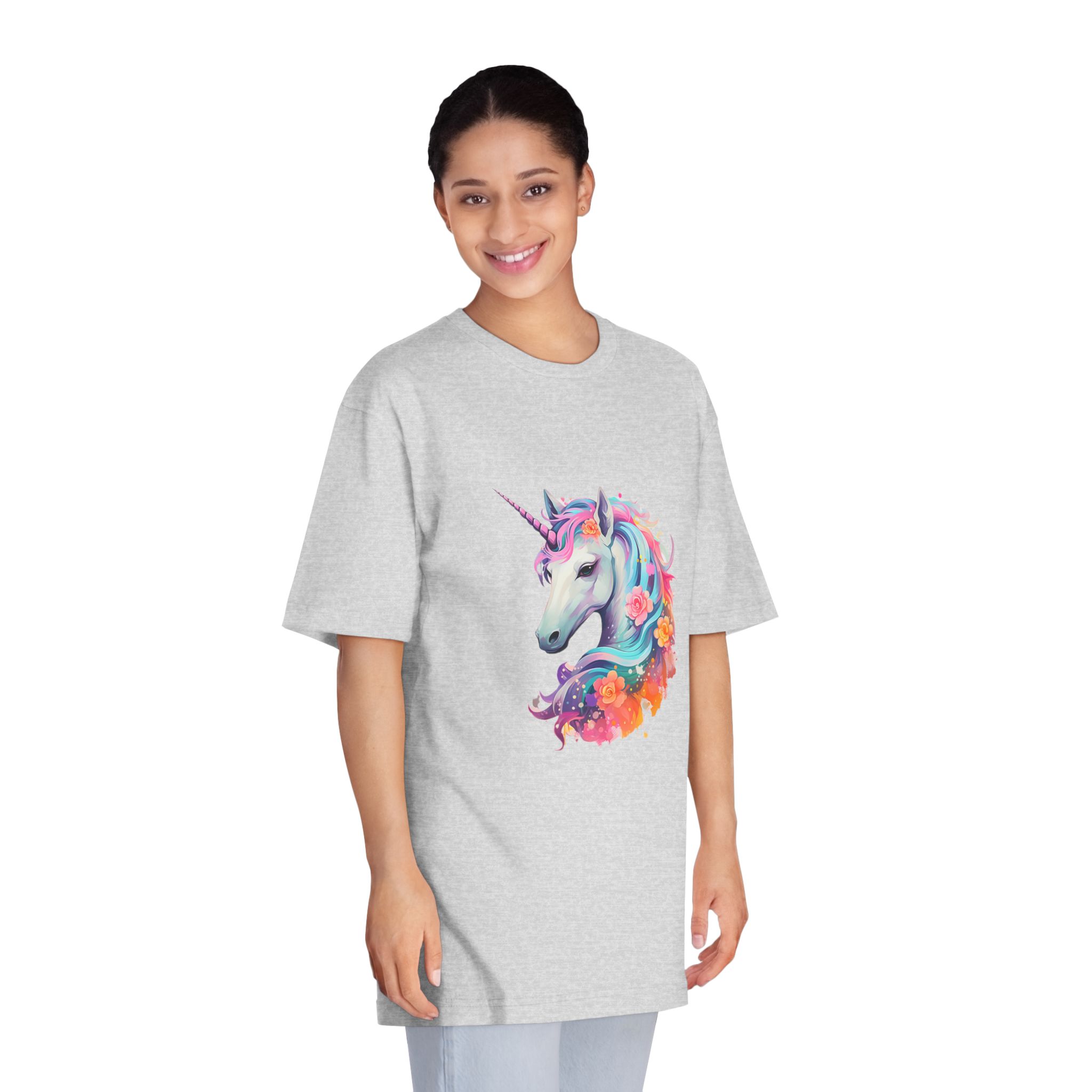 Unicorn Head Colorful Art White Background (2) Unisex Classic Crewneck T Shirt - Image 15