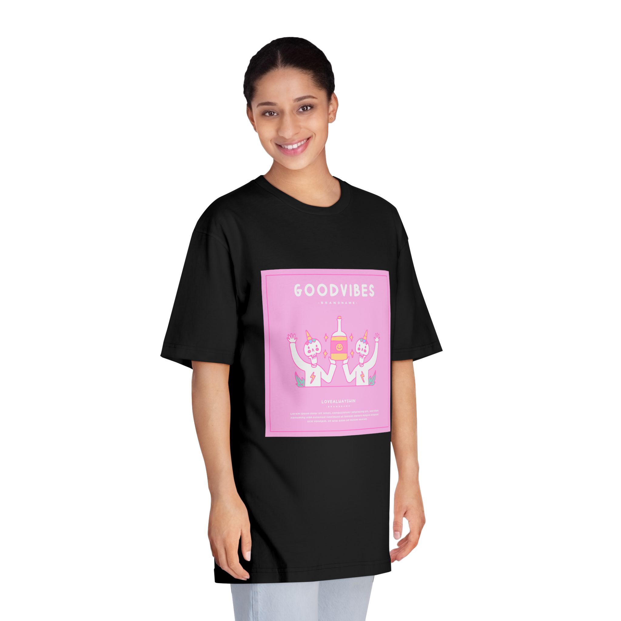 Cute Unicorn Skulls Holding Beer Bottle Illustration T Shirt Poster Unisex Classic Crewneck T Shirt - Image 7