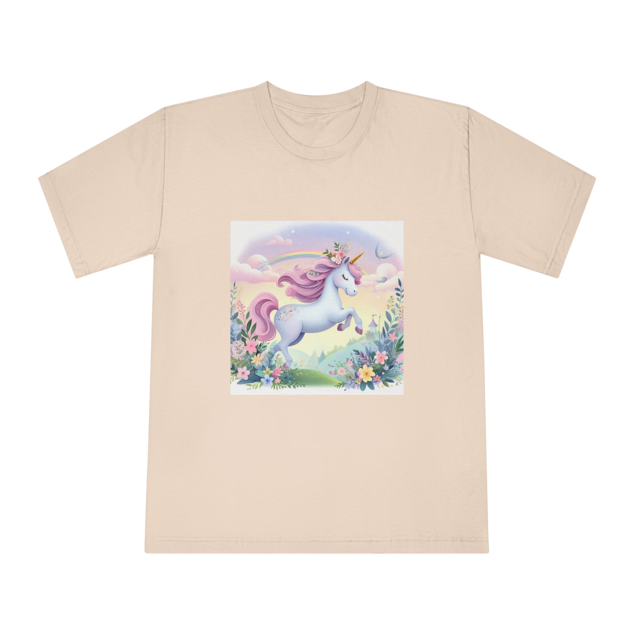 Beautiful Unicorn Running Magical Meadow Unicorn Background Images Whimsical Unicorn (11) Unisex Classic Crewneck T Shirt - Image 9