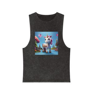 Animated Unicorn Children Generated By Ai (19) Unisex Stonewash Tank Top