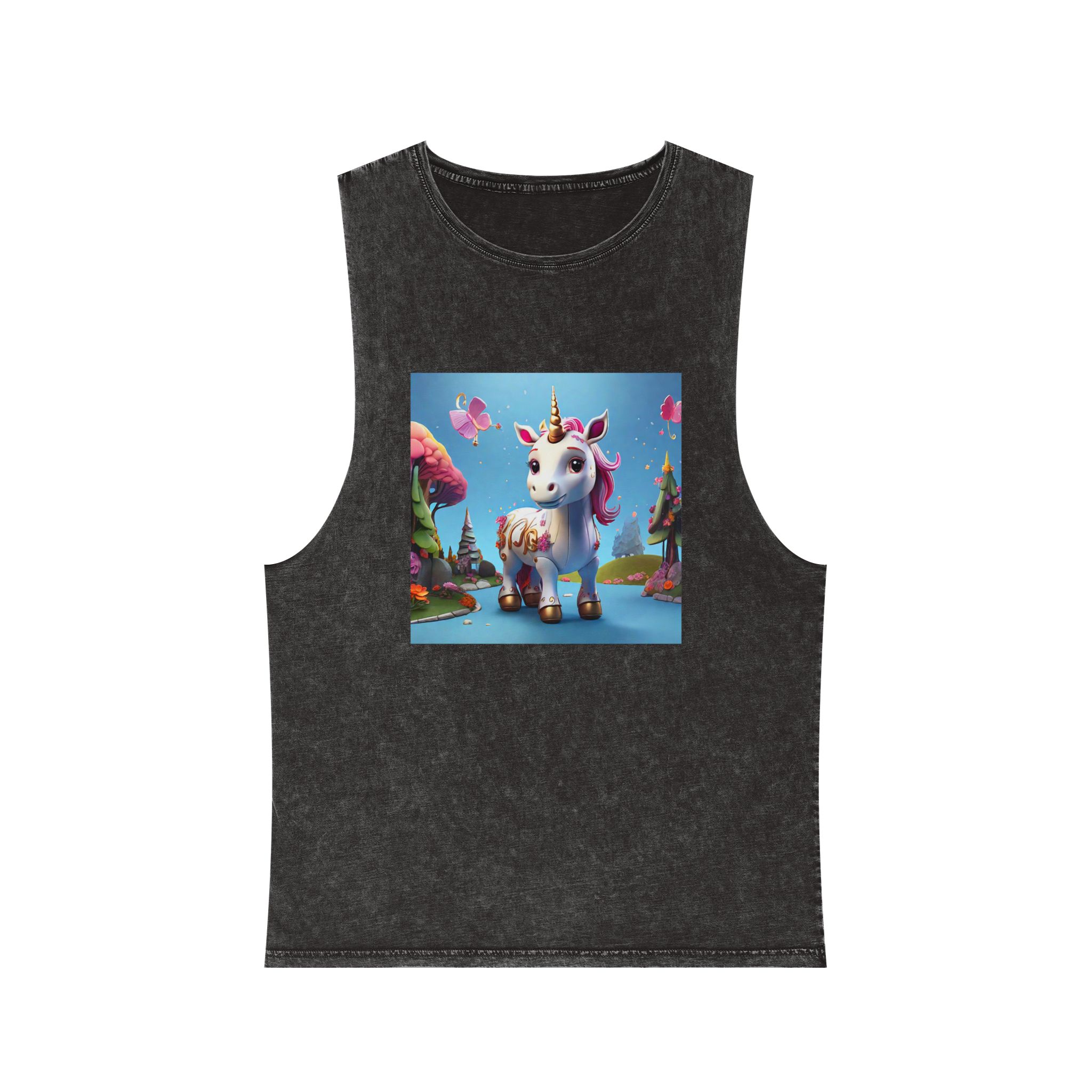 Animated Unicorn Children Generated By Ai (19) Unisex Stonewash Tank Top
