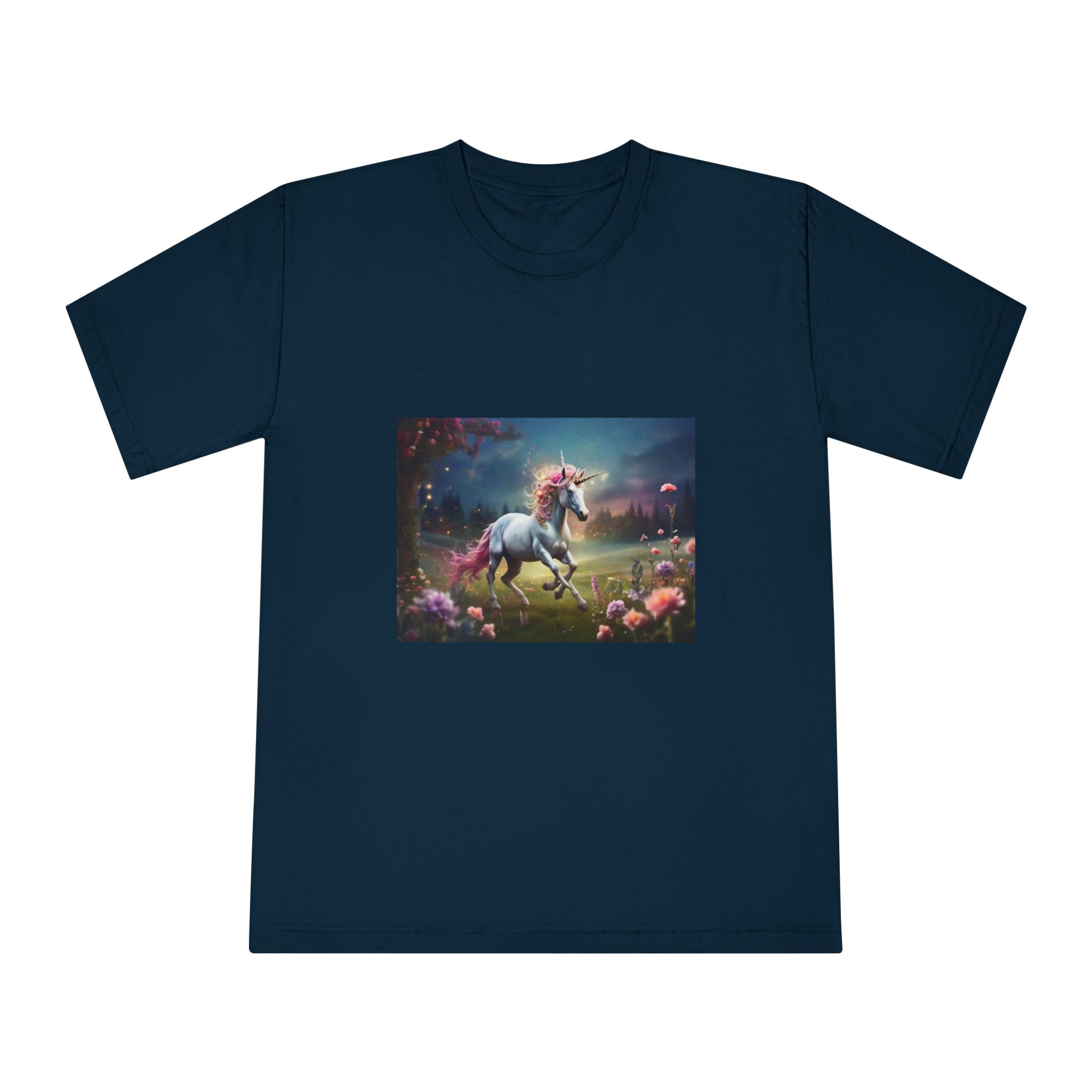 Beautiful Unicorn Running Magical Meadow Unicorn Background Images Whimsical Unicorn (5) Unisex Classic Crewneck T Shirt - Image 17