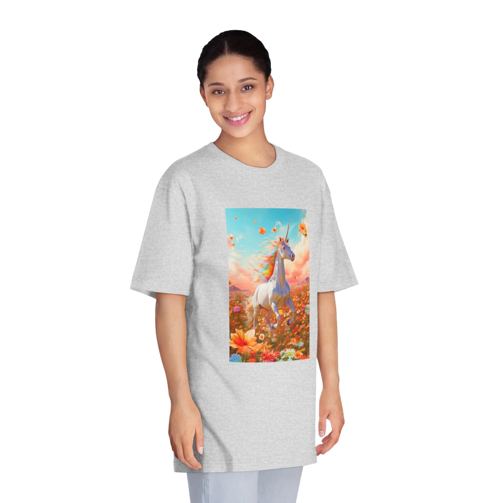 Image White Unicorn Running Through Field Wildflowers Generative Ai Unisex Classic Crewneck T Shirt - Image 15