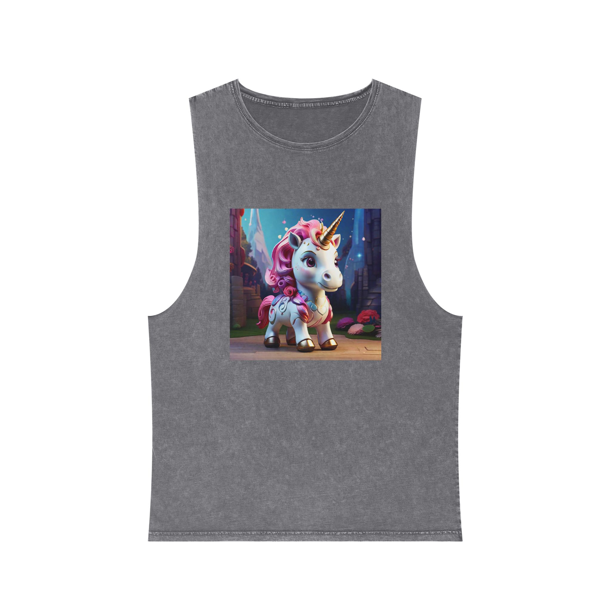 Animated Unicorn Children Generated By Ai (14) Unisex Stonewash Tank Top - Image 9