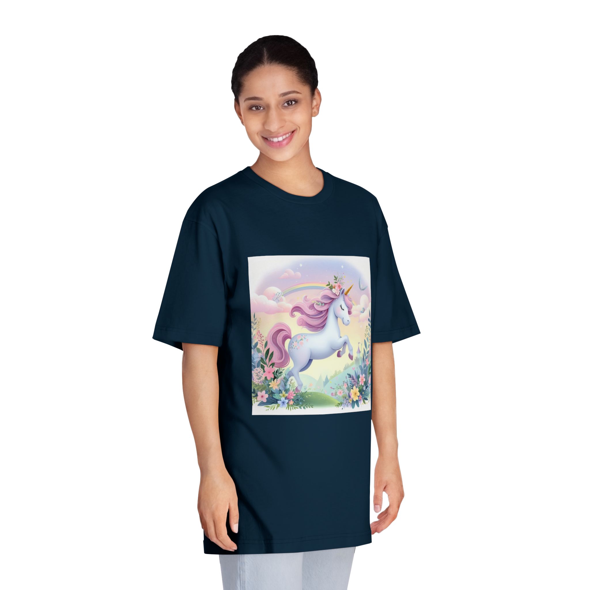 Beautiful Unicorn Running Magical Meadow Unicorn Background Images Whimsical Unicorn (11) Unisex Classic Crewneck T Shirt - Image 19