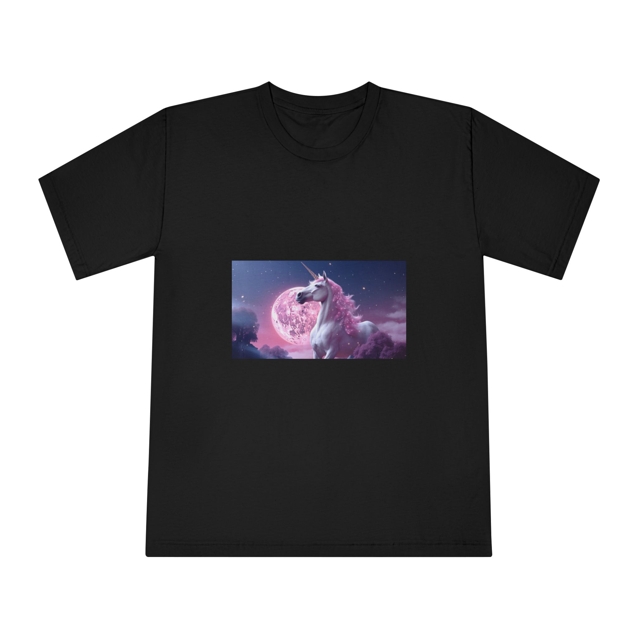 Pink Background With Unicorn Illustration Ai Generativexa Unisex Classic Crewneck T Shirt - Image 5