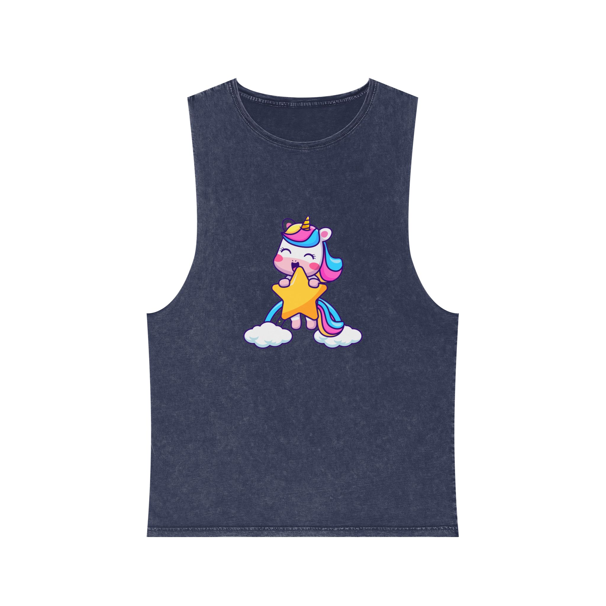 Cute Unicorn Double Star Unisex Stonewash Tank Top - Image 13