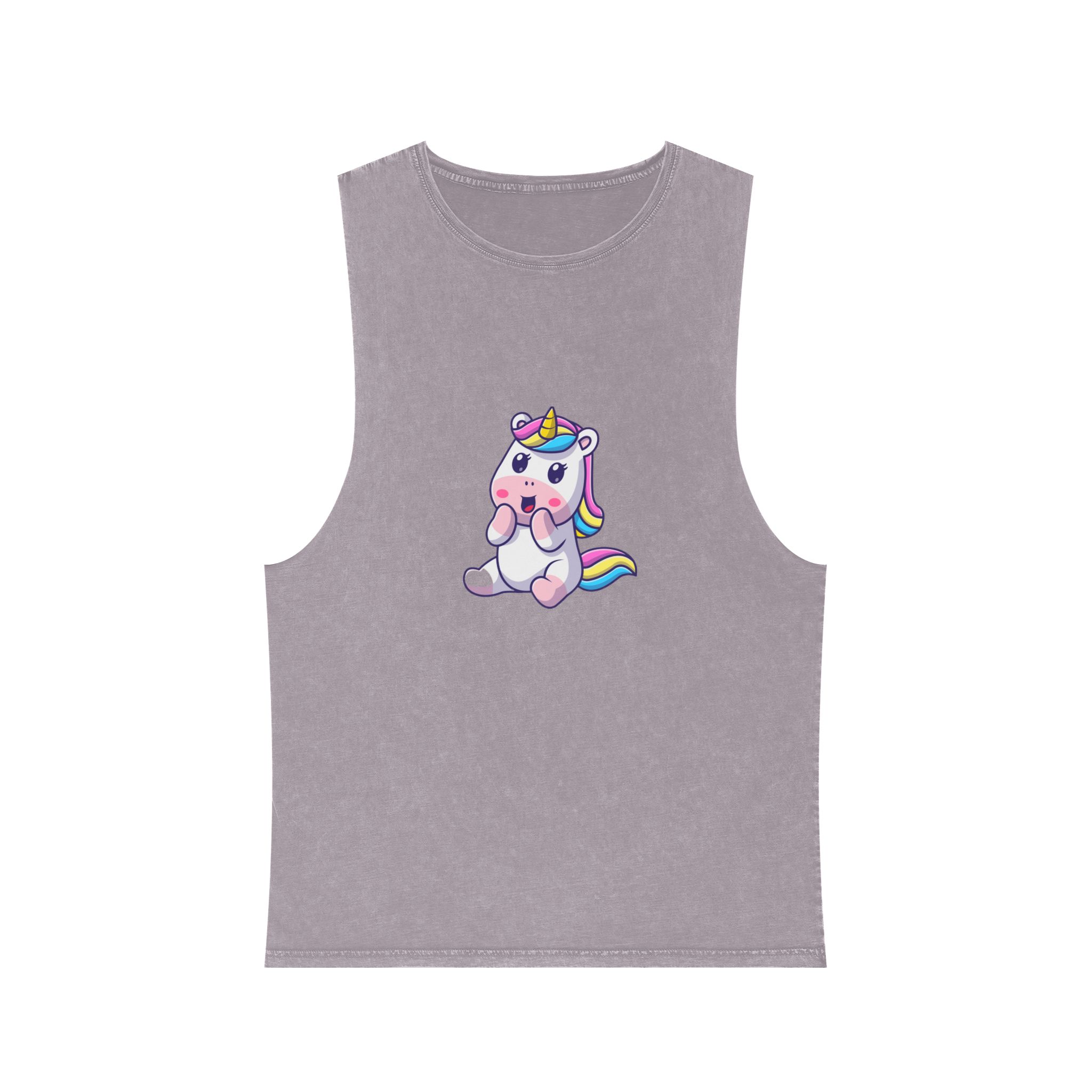 Cute Unicorn Happy Unisex Stonewash Tank Top - Image 17