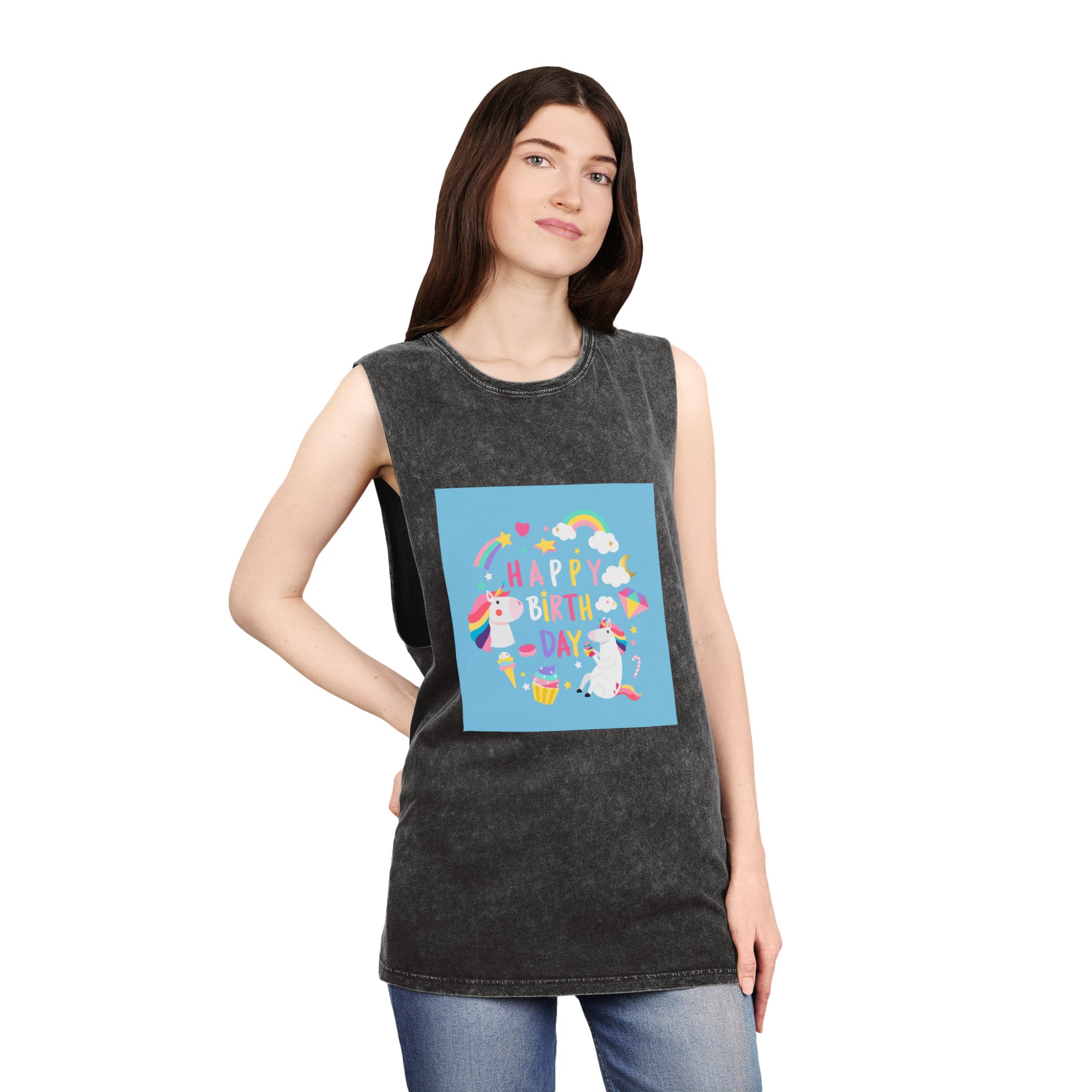 Unicorn V144 Unisex Stonewash Tank Top - Image 4