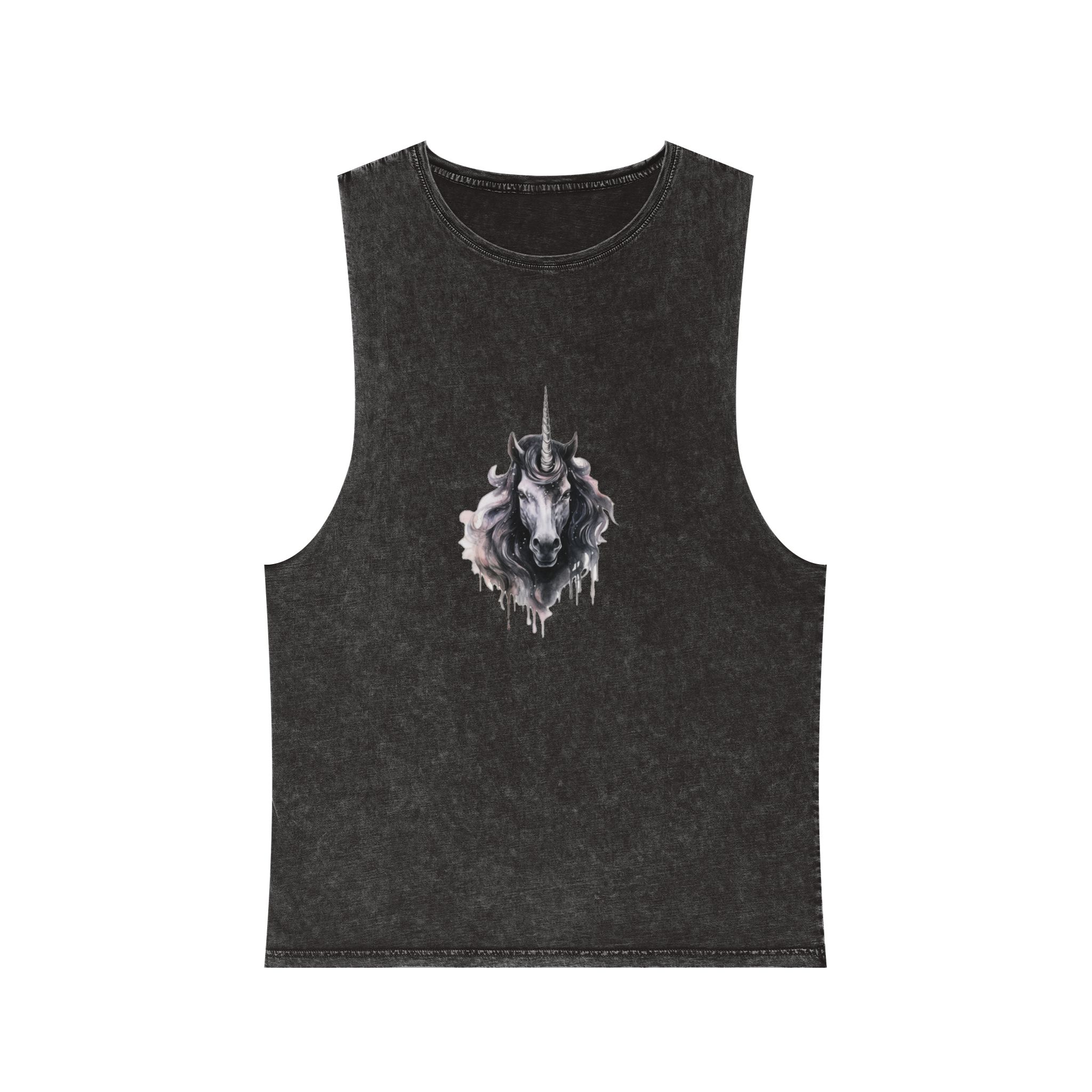 Painting Unicorn With Long Mane Horn Generative Ai Unisex Stonewash Tank Top