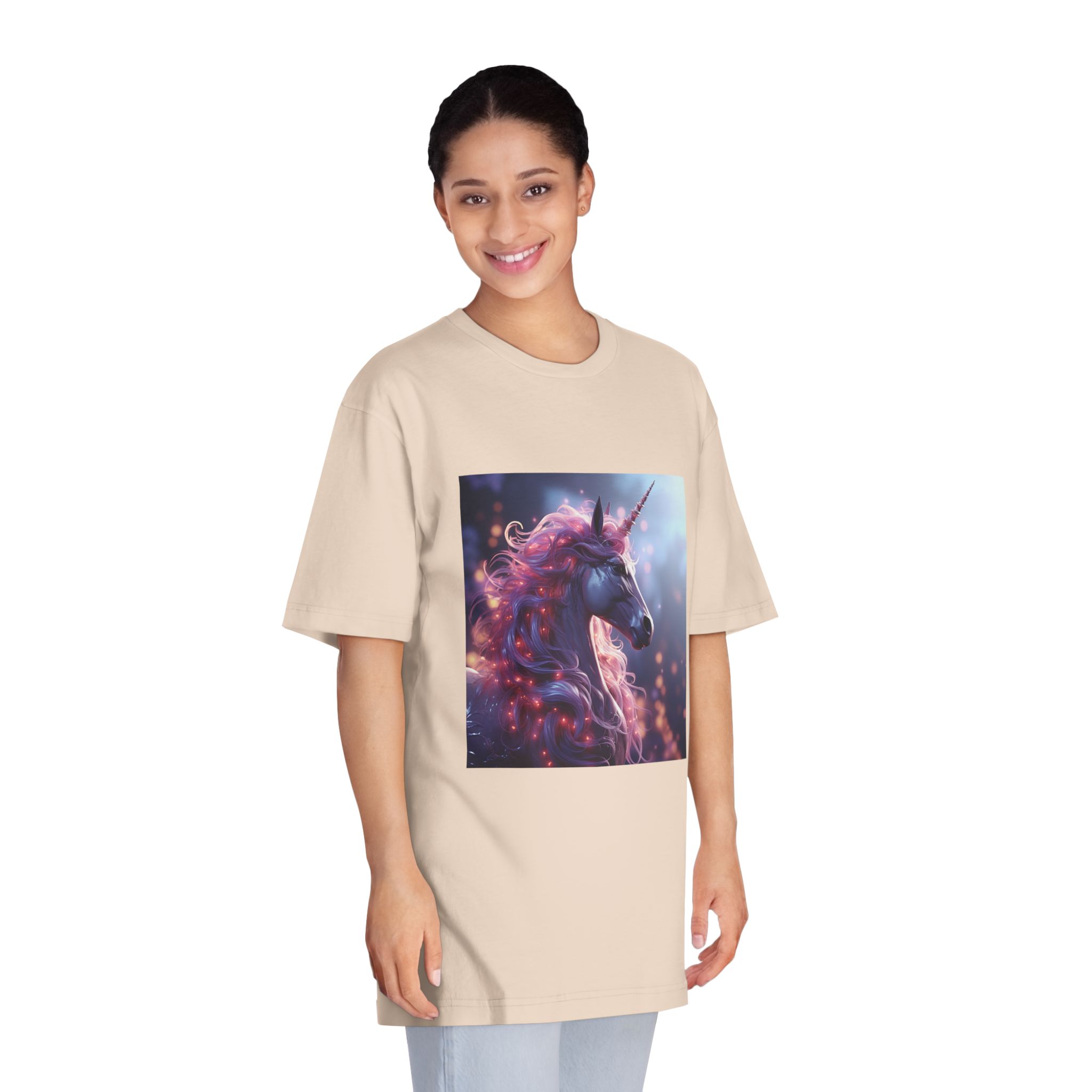 Pink 3d Mythical Unicorn With Lights Mane Unisex Classic Crewneck T Shirt - Image 11
