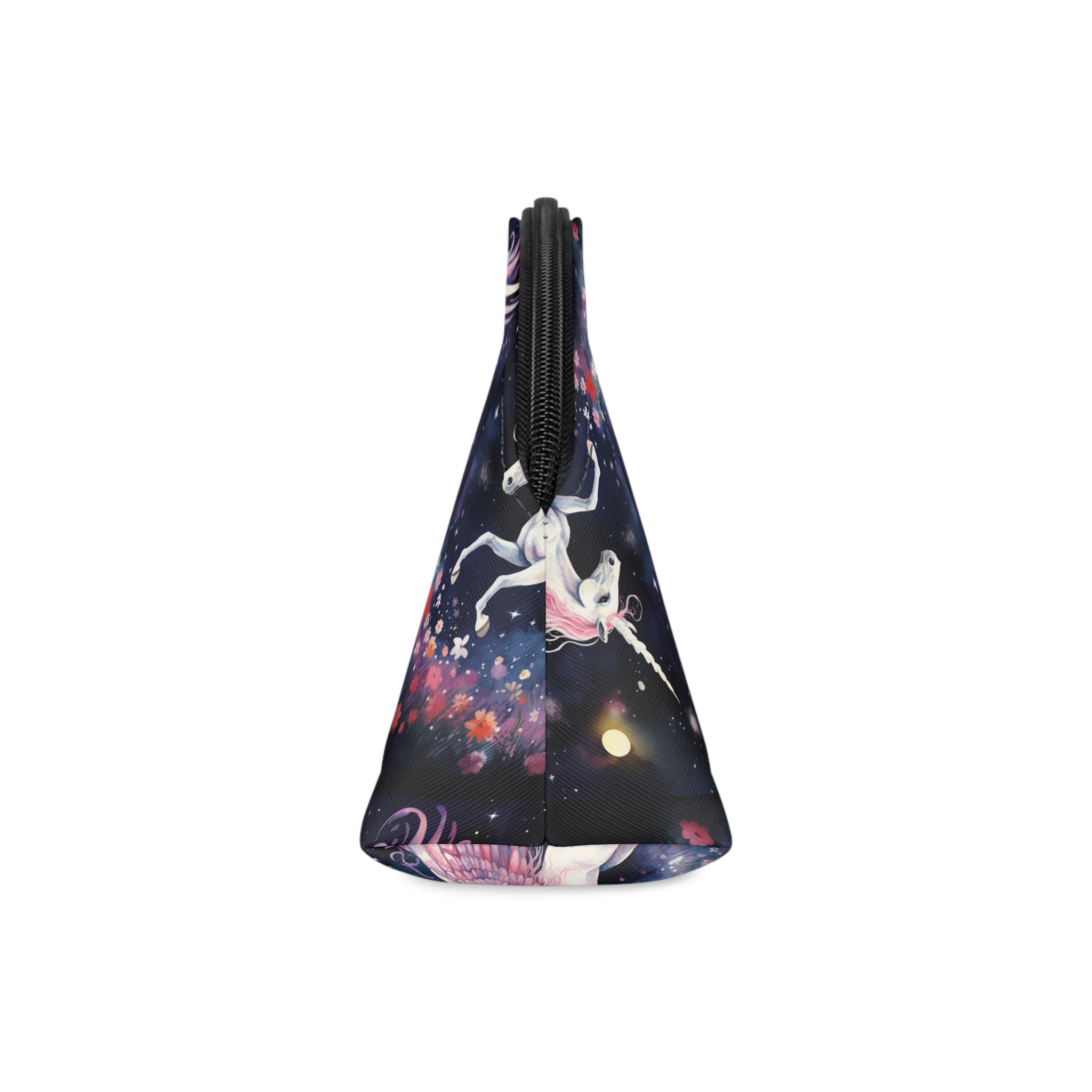 Unicorn With Wings Flying Night Sky With Flowers Generative Ai Makeup Bag - Image 4