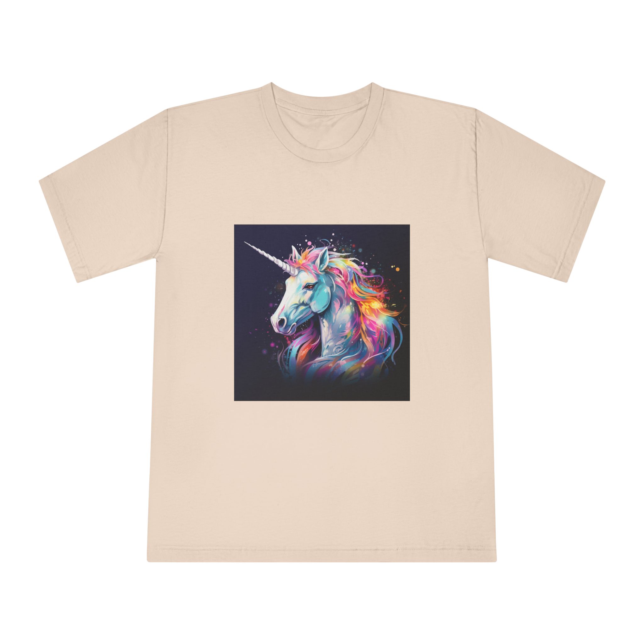 Unicorn Head Colorful Art White Background Unisex Classic Crewneck T Shirt - Image 9