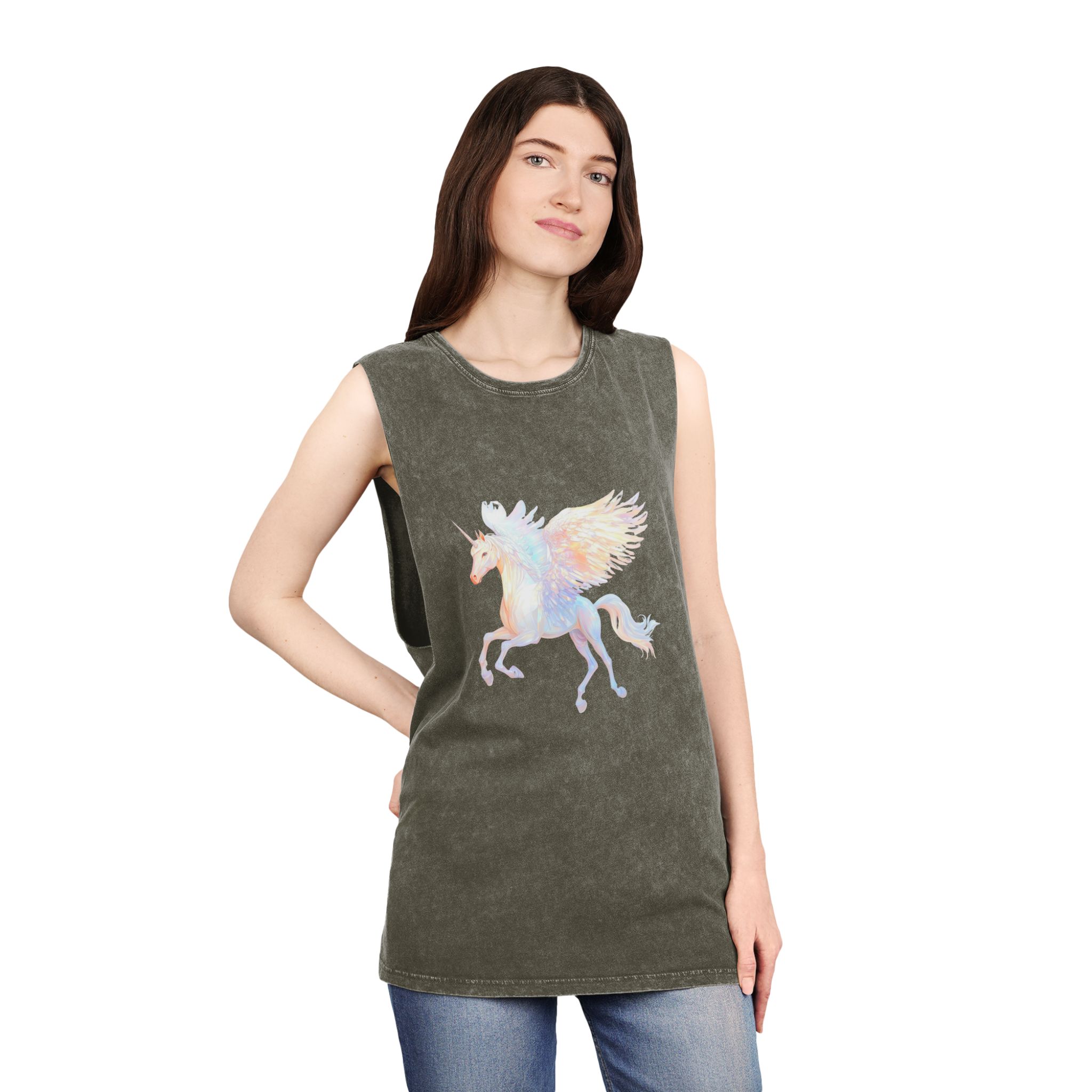 Png Pegasus Art Illustration Animal Unisex Stonewash Tank Top - Image 8