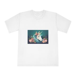 Cute Unicorn With Flowers Generate Ai Unisex Classic Crewneck T Shirt