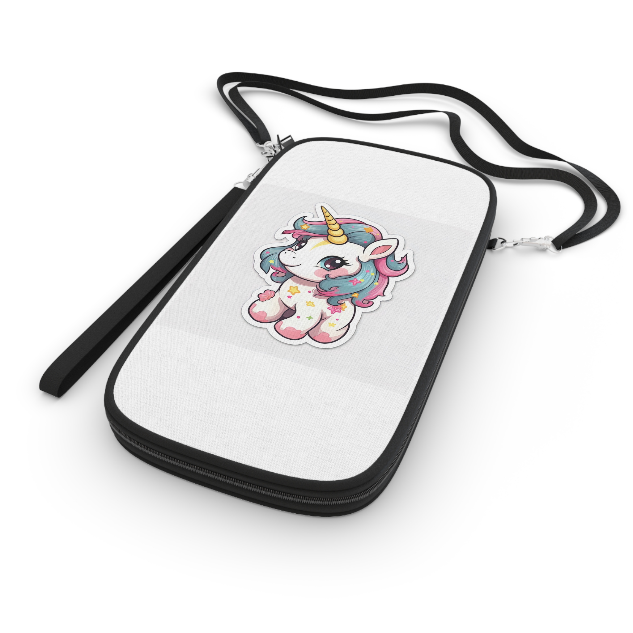 Cartoon Unicorn With Pink Mane Tail With Stars It Passport Wallet - Image 3
