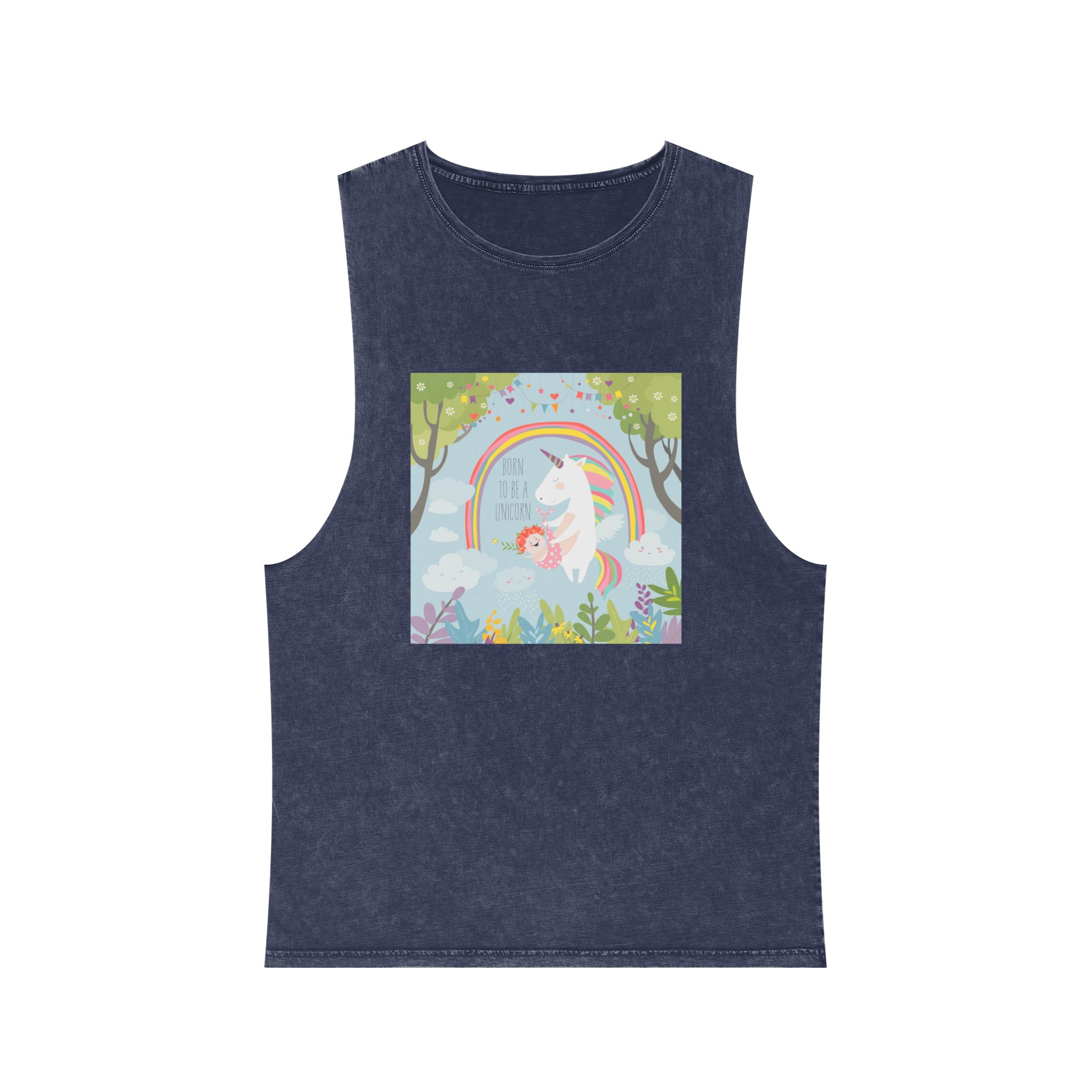 Cute Unicorn With Baby Unisex Stonewash Tank Top - Image 13
