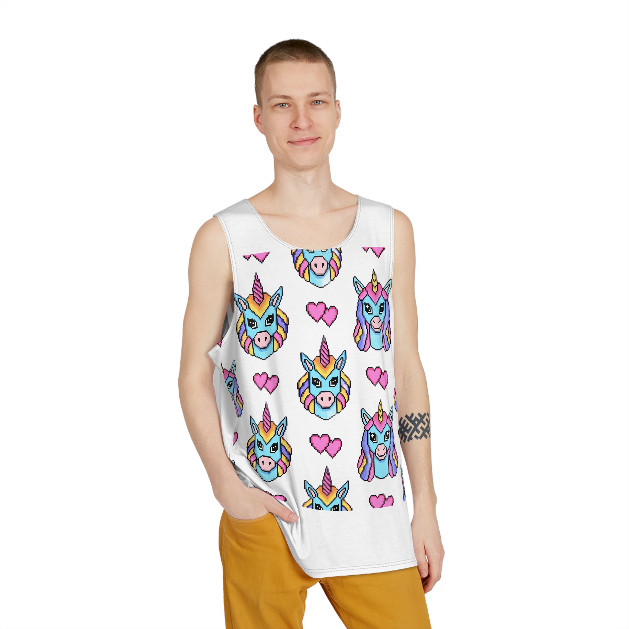 Unicorn Pattern Mens Tank Aop - Image 3