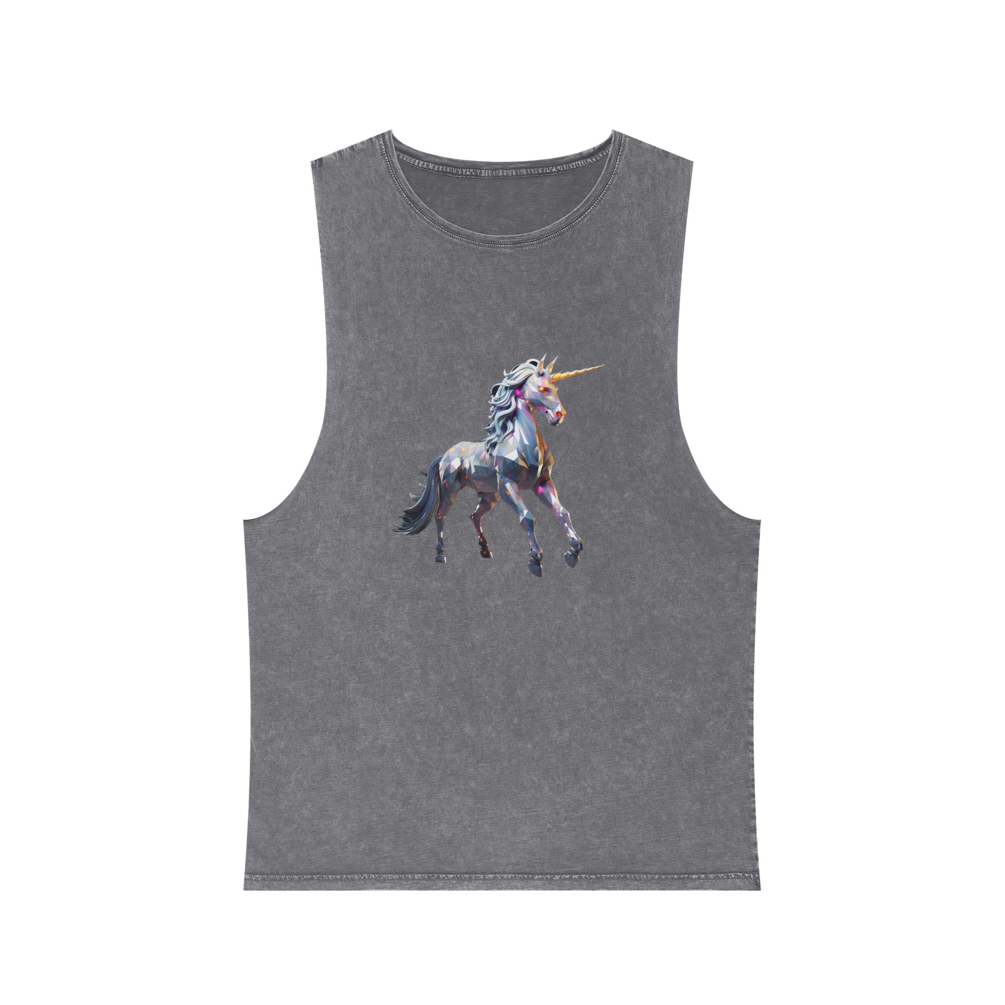 Mythical Unicorn Poly Style Unisex Stonewash Tank Top - Image 9