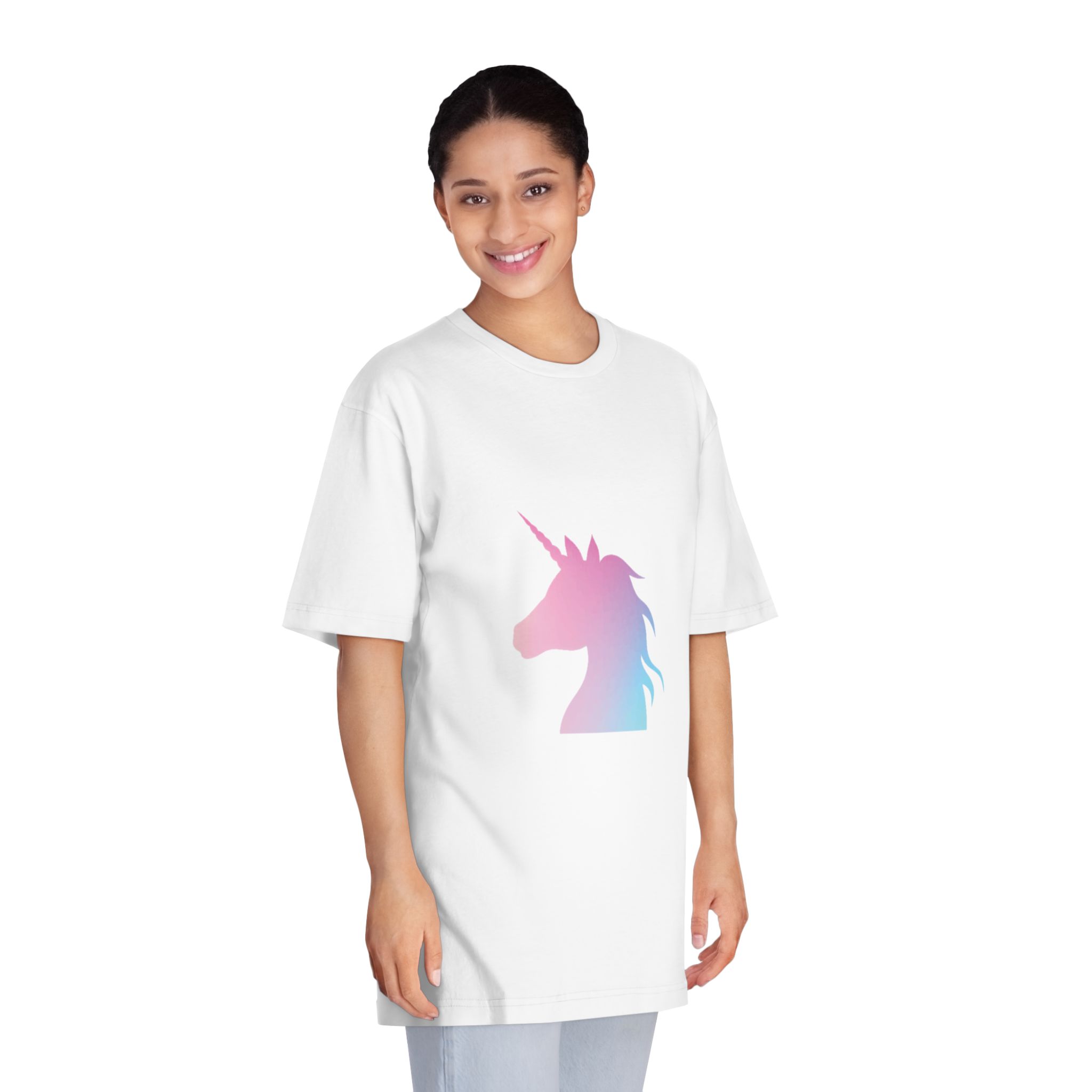 Pastel Unicorn Silhouette Art Unisex Classic Crewneck T Shirt - Image 3
