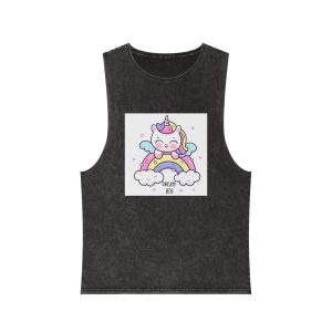 Cute Unicorn Rainbow Kawaii Animal Baby Cartoon Dream Big Unisex Stonewash Tank Top