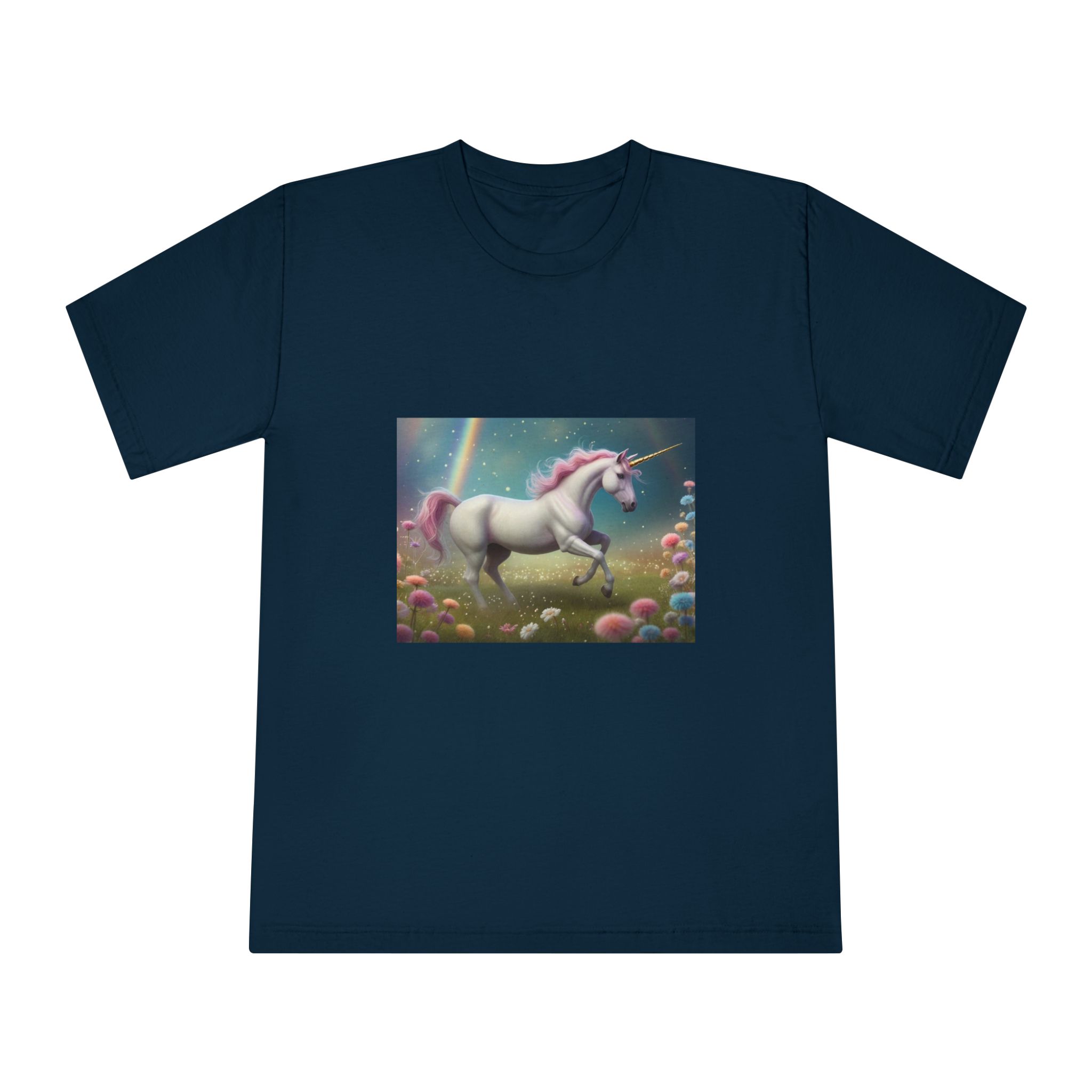 Beautiful Unicorn Running Magical Meadow Unicorn Background Images Whimsical Unicorn (54) Unisex Classic Crewneck T Shirt - Image 17