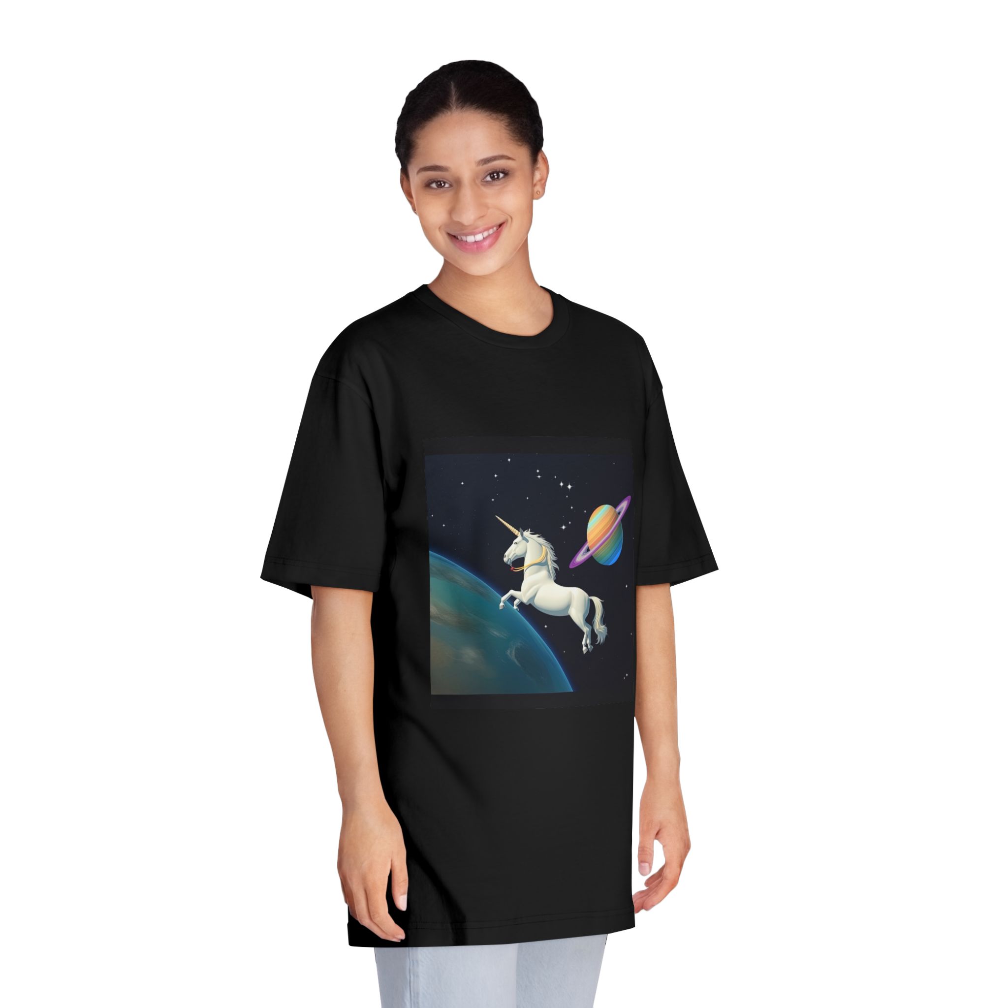 Picture White Unicorn With Rainbow It Unisex Classic Crewneck T Shirt - Image 7