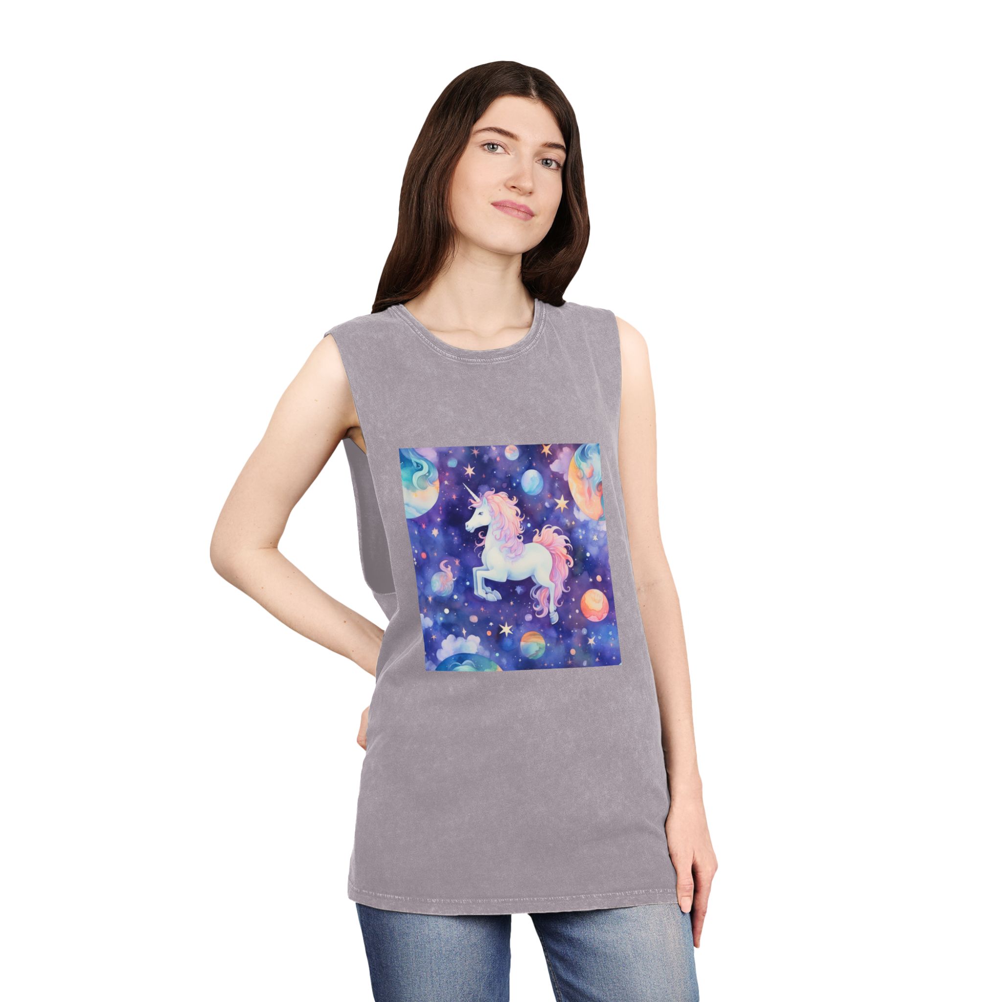 There Is Unicorn That Is Flying Through Sky Generative Ai Unisex Stonewash Tank Top - Image 20