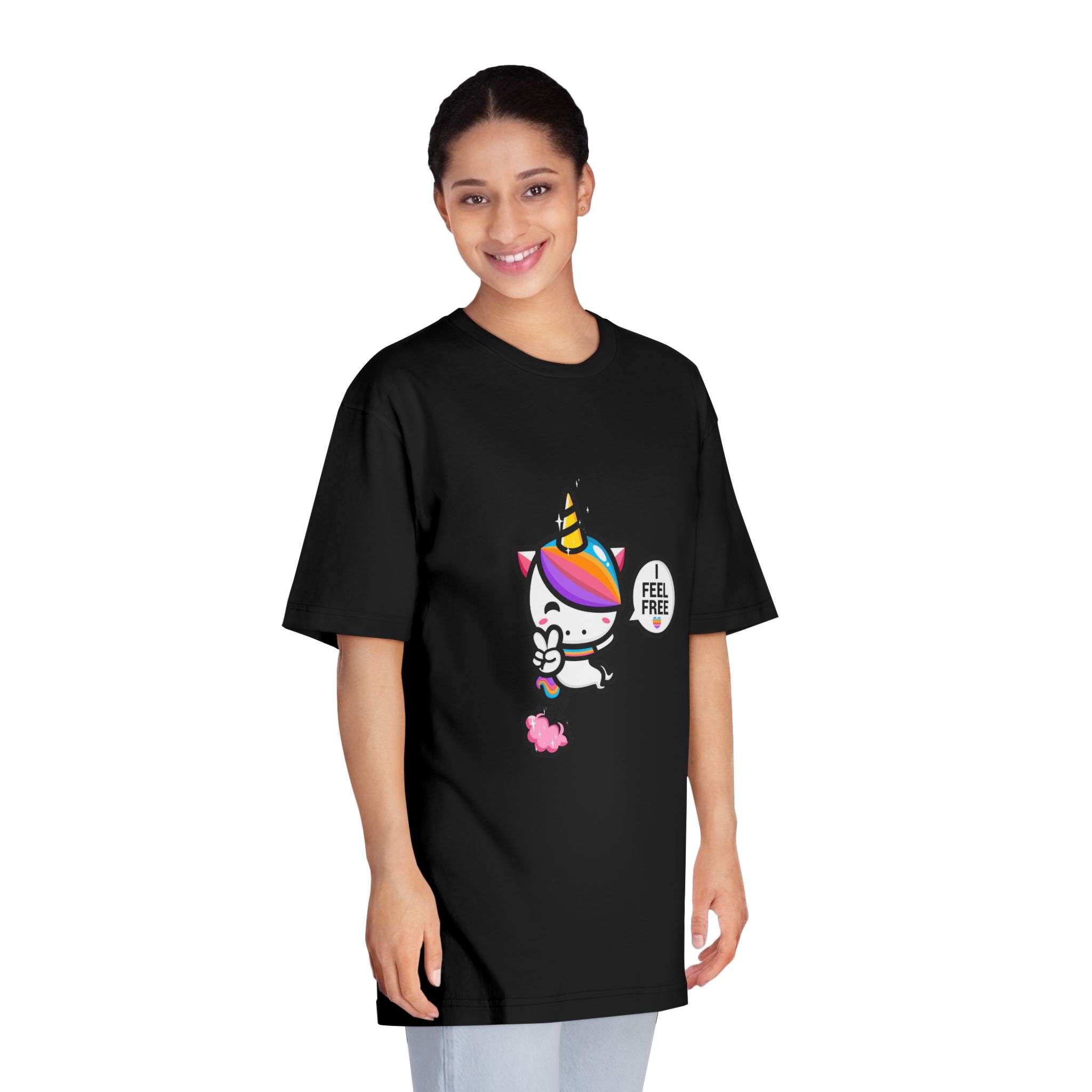 Cute Unicorn Is Flying With Fart Unisex Classic Crewneck T Shirt - Image 7