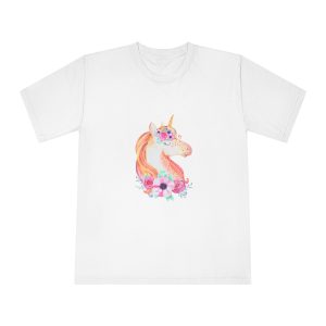 Linda Hermosa Cabeza Unicornio Flores Unisex Classic Crewneck T Shirt