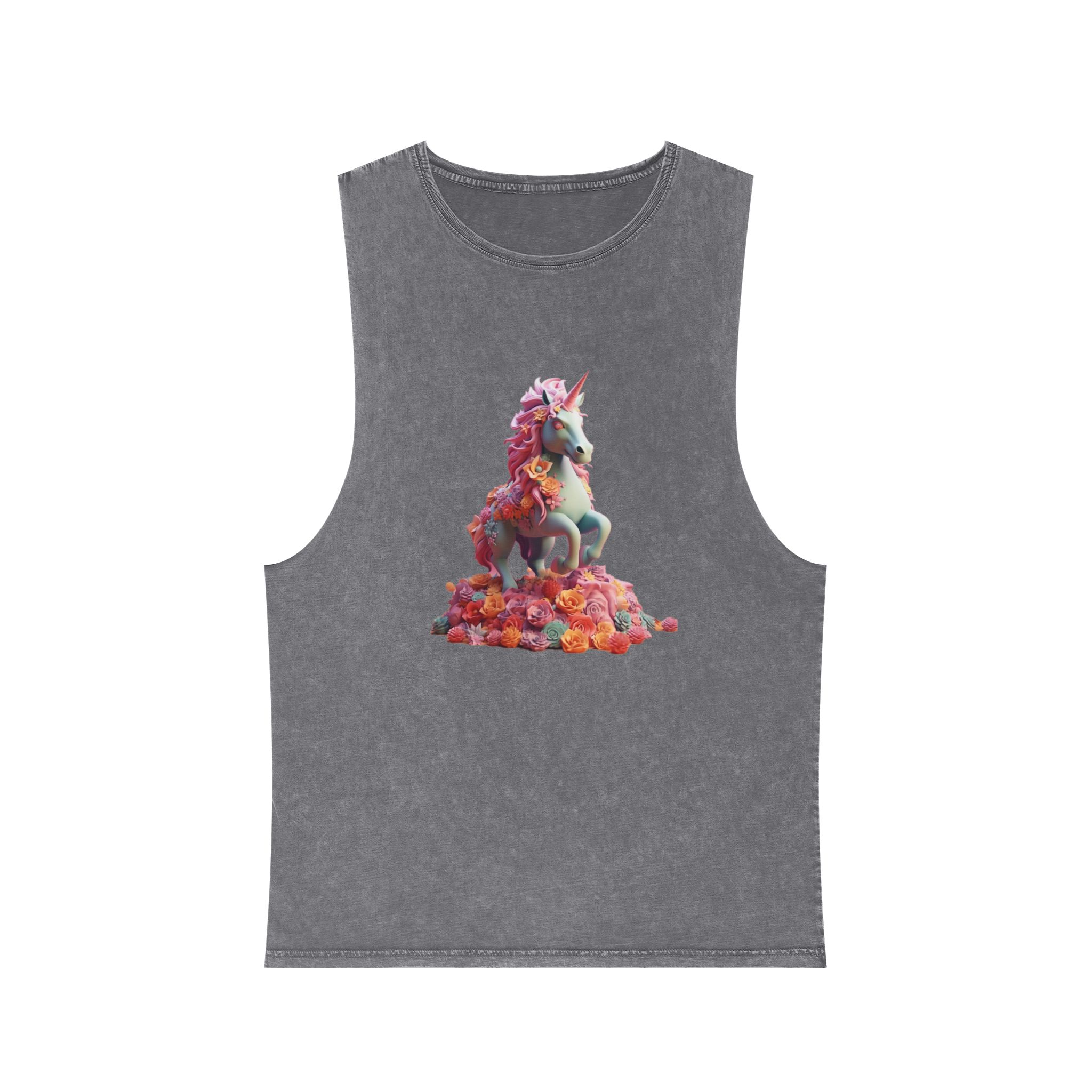 Colorful 3d Mythical Unicorn (3) Copy Unisex Stonewash Tank Top - Image 9