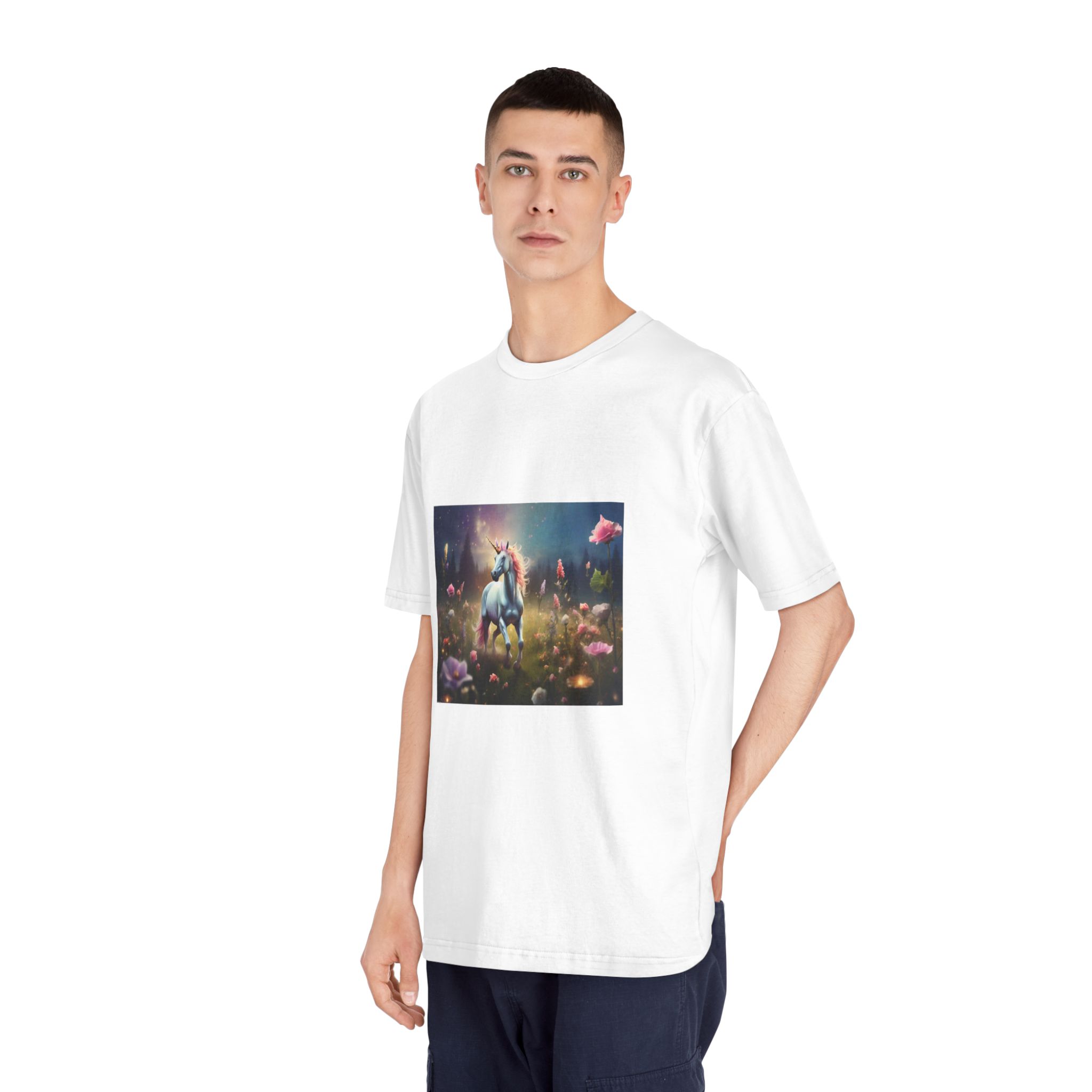 Beautiful Unicorn Running Magical Meadow Unicorn Background Images Whimsical Unicorn (32) Unisex Classic Crewneck T Shirt - Image 4