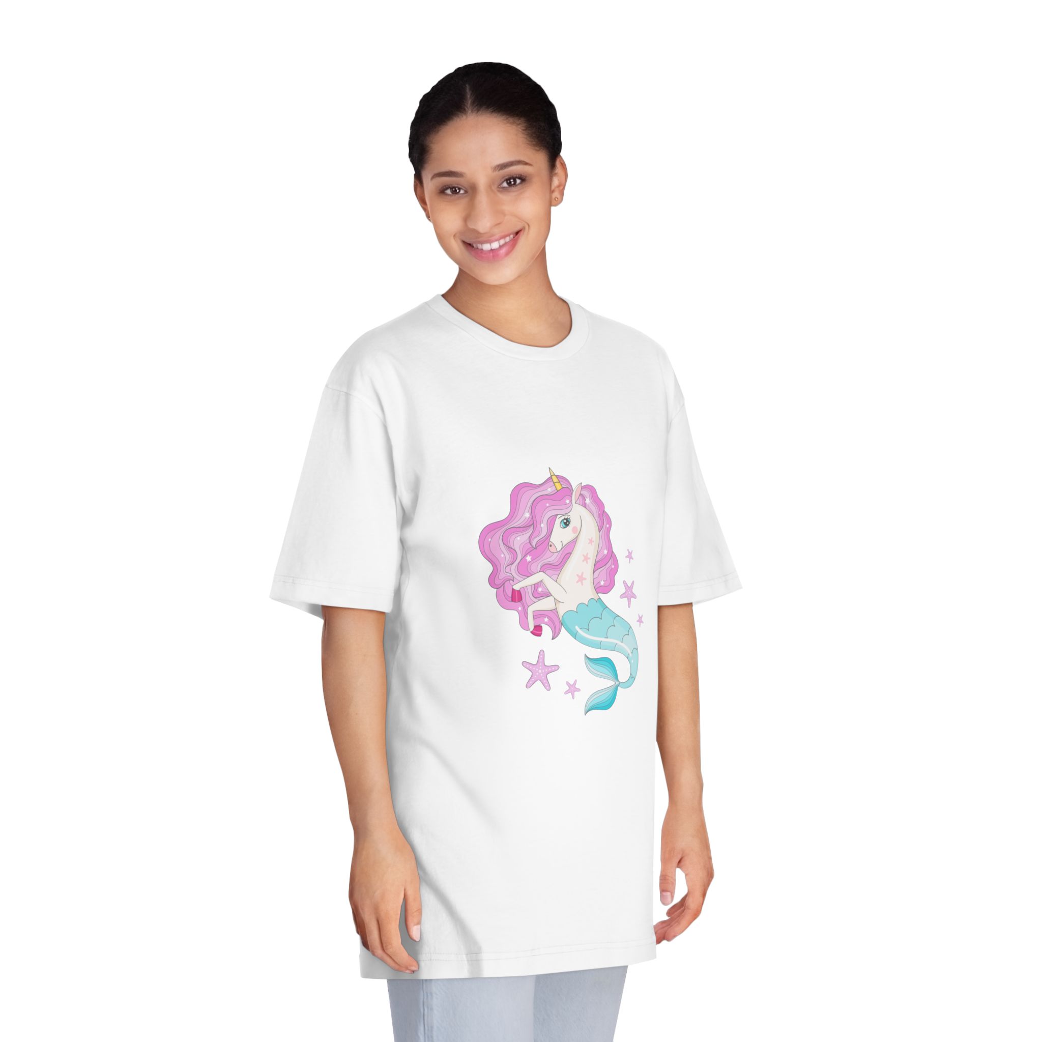 Beautiful Seahorse Unicorn With Pink Mane Unisex Classic Crewneck T Shirt - Image 3