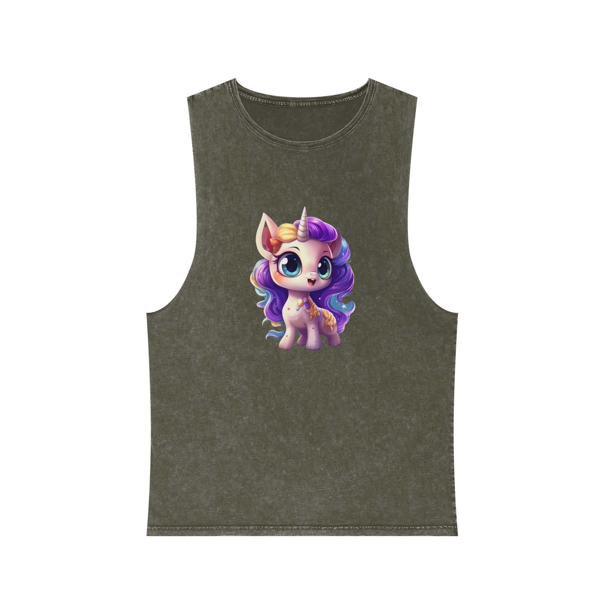 Beautiful Cute Baby Unicorn (1) Copy Unisex Stonewash Tank Top - Image 5