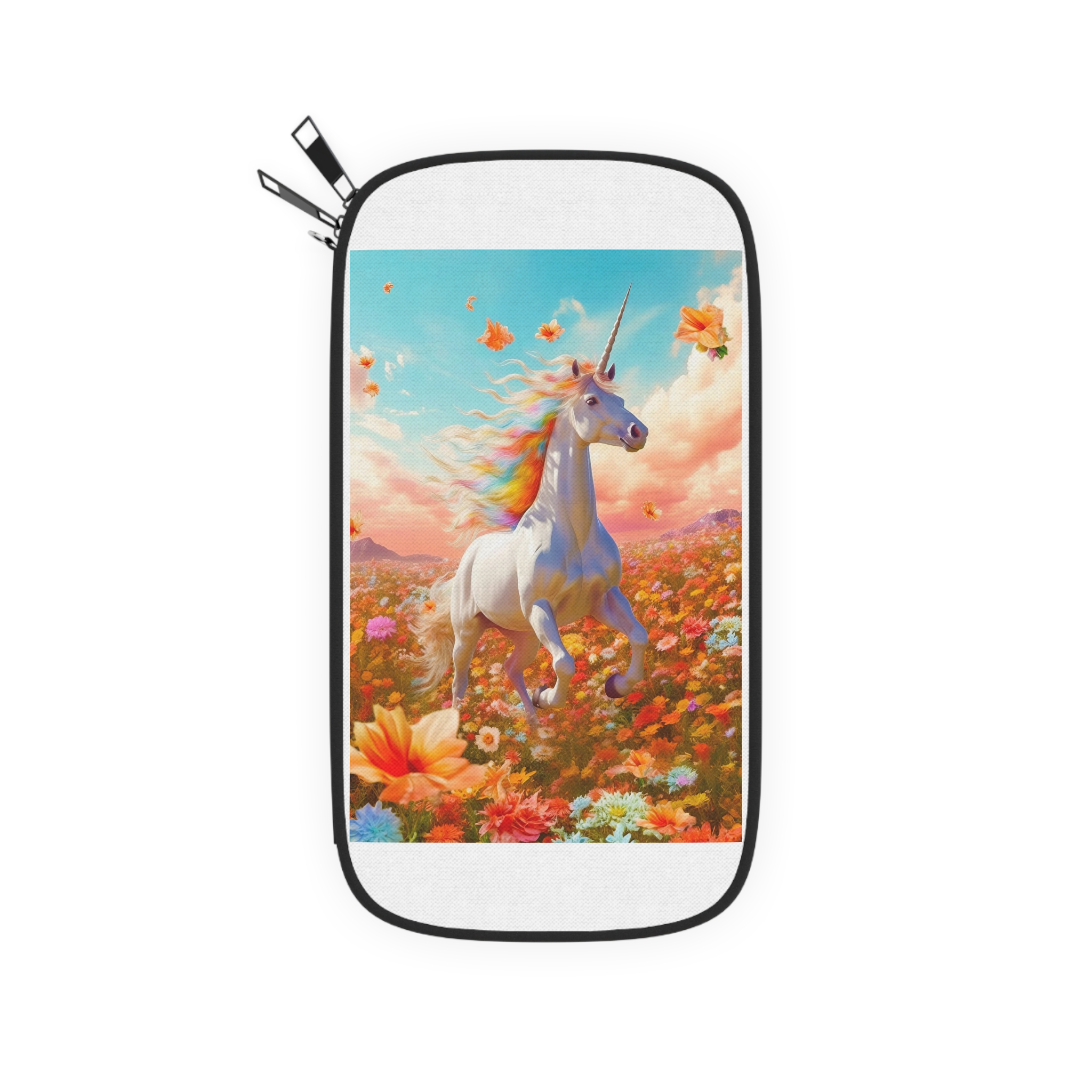 Image White Unicorn Running Through Field Wildflowers Generative Ai Passport Wallet - Image 2