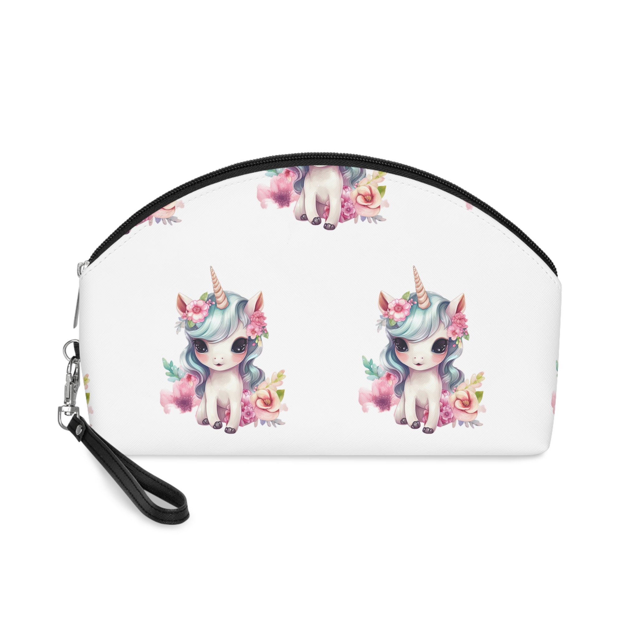 Unicorn With Flower Crown Its Head (1) Makeup Bag