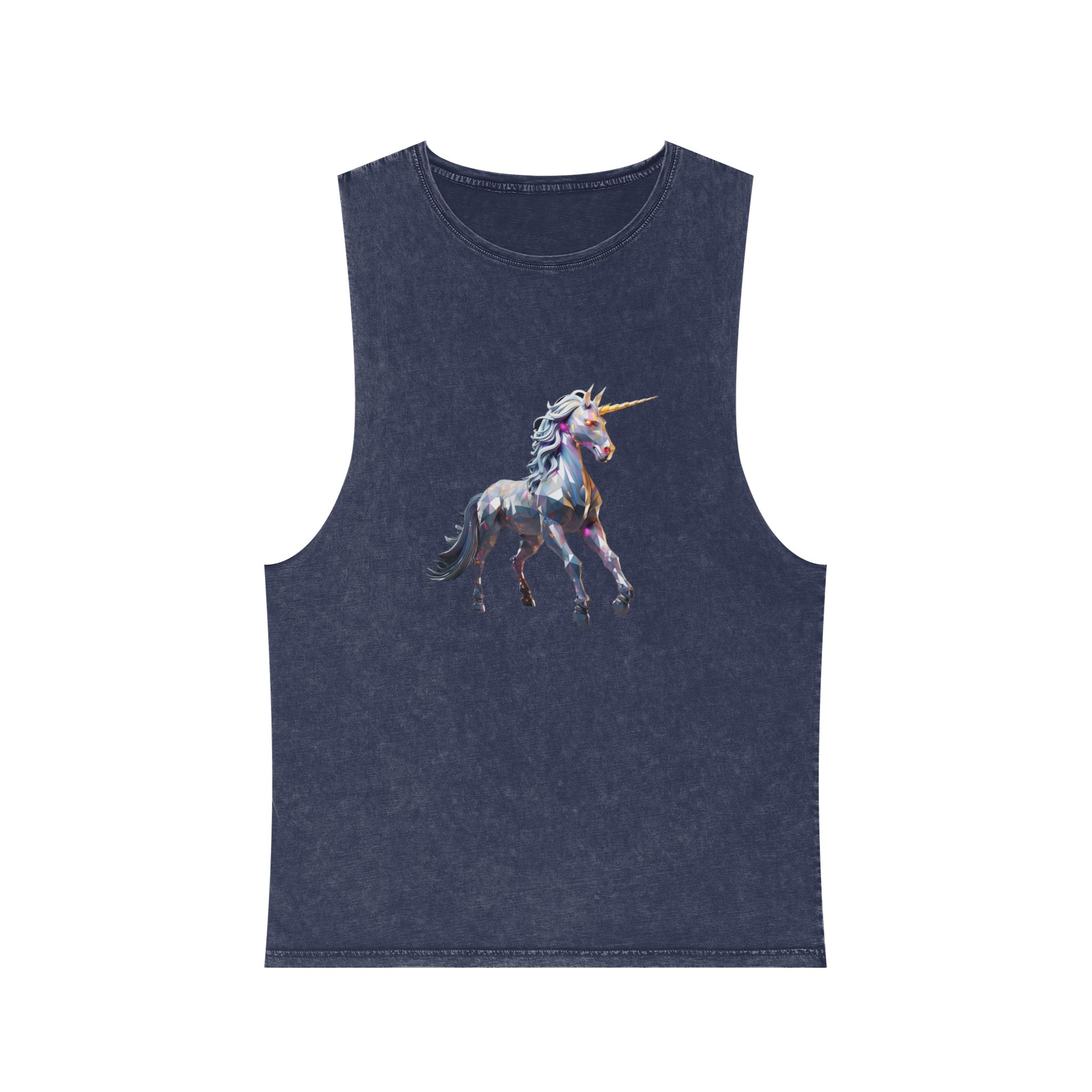 Mythical Unicorn Poly Style Unisex Stonewash Tank Top - Image 13