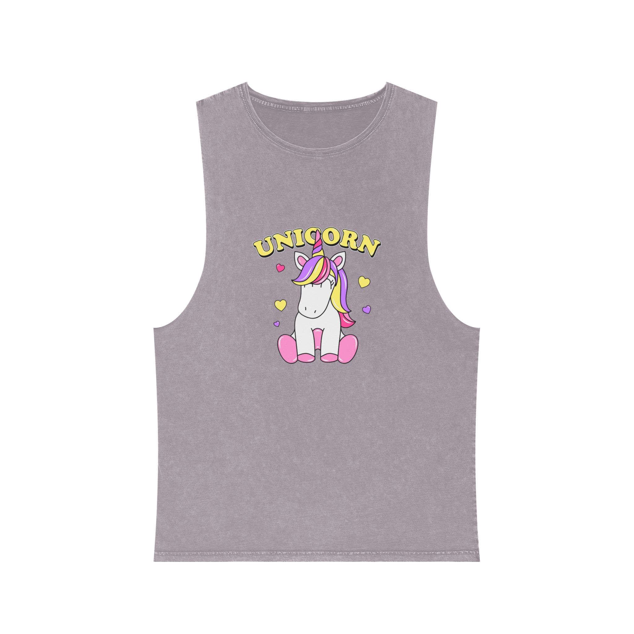 Cute Unicorn With Colorful Hair Hearts Unisex Stonewash Tank Top - Image 17