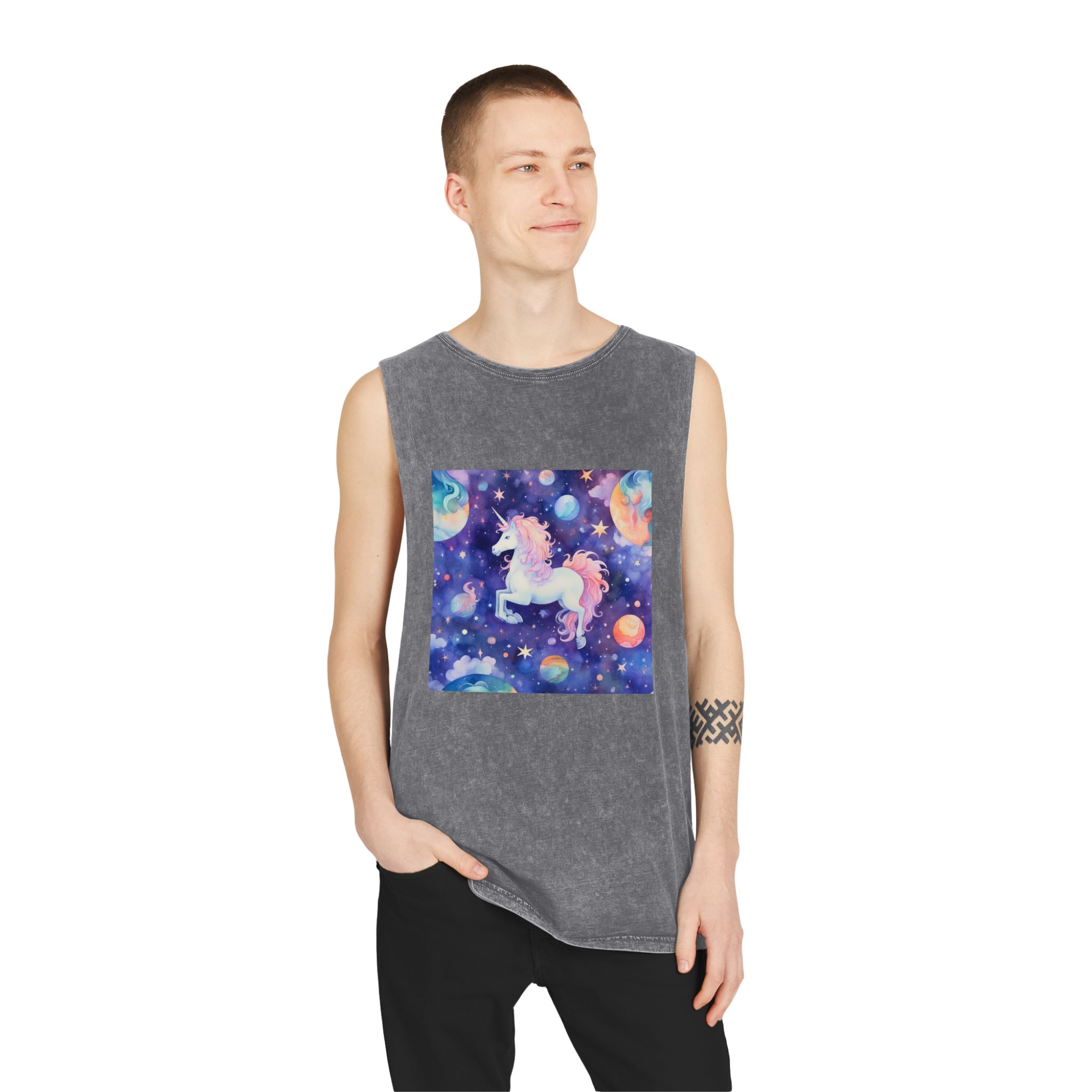 There Is Unicorn That Is Flying Through Sky Generative Ai Unisex Stonewash Tank Top - Image 11