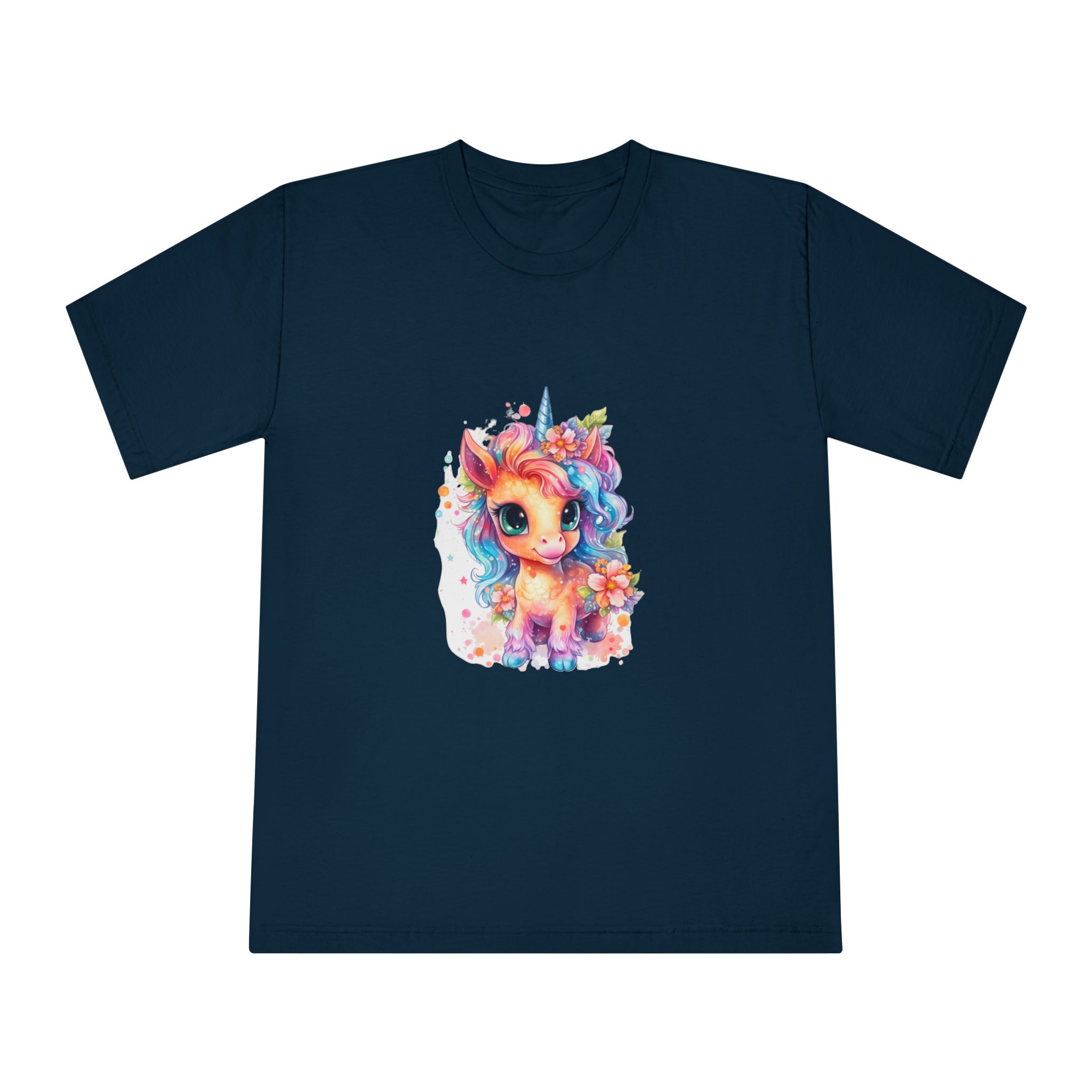 Cute Colorful Magic Unicorn With Flowers Watercolor Style (1) Fotor Bg Remover 2023110475940 Unisex Classic Crewneck T Shirt - Image 17