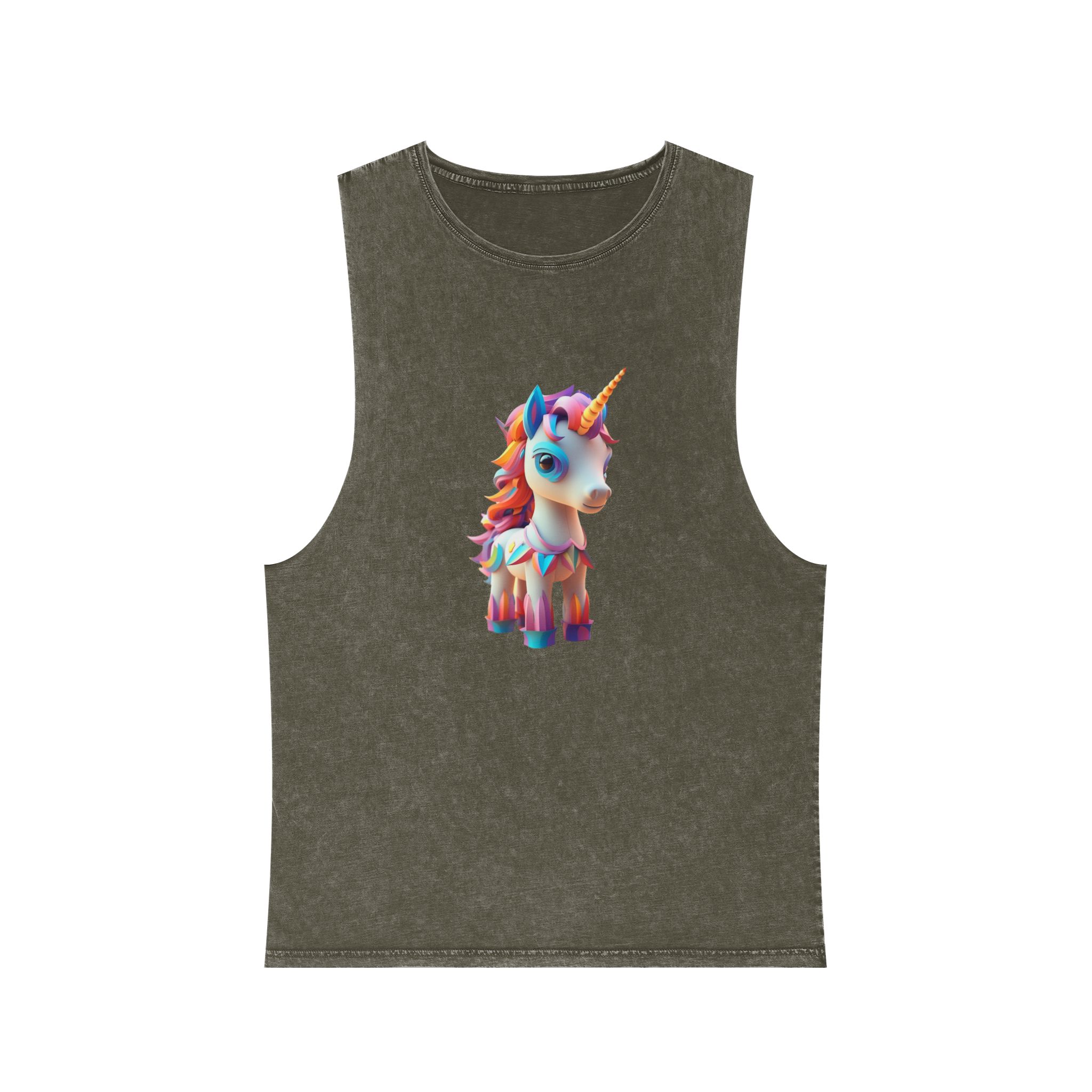 Mythical Unicorn Kids Figurine Style (6) Fotor Bg Remover 20231104152115 Unisex Stonewash Tank Top - Image 5
