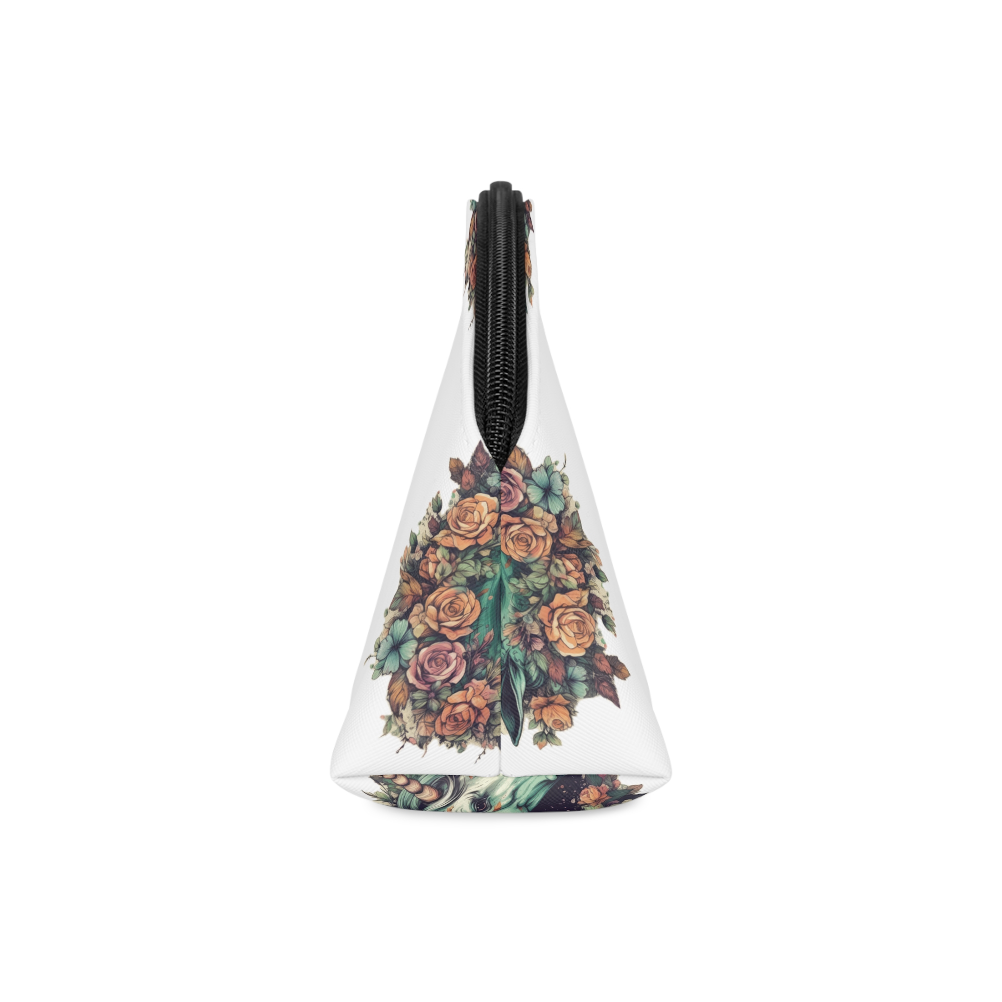 Detailed Illustration Print Vintage Unicorn Makeup Bag - Image 4