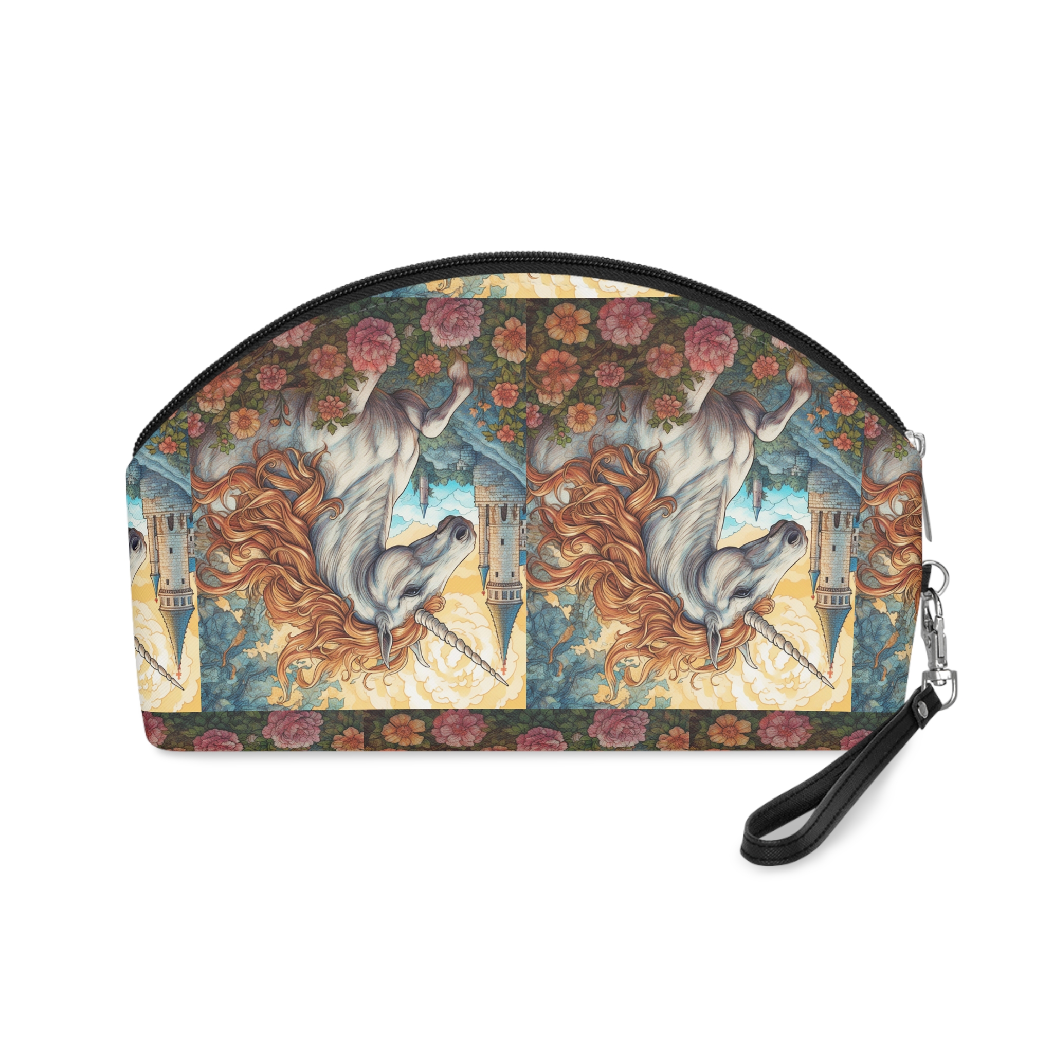 Painting Unicorn With Long Mane Castle Background Generative Ai Makeup Bag - Image 2